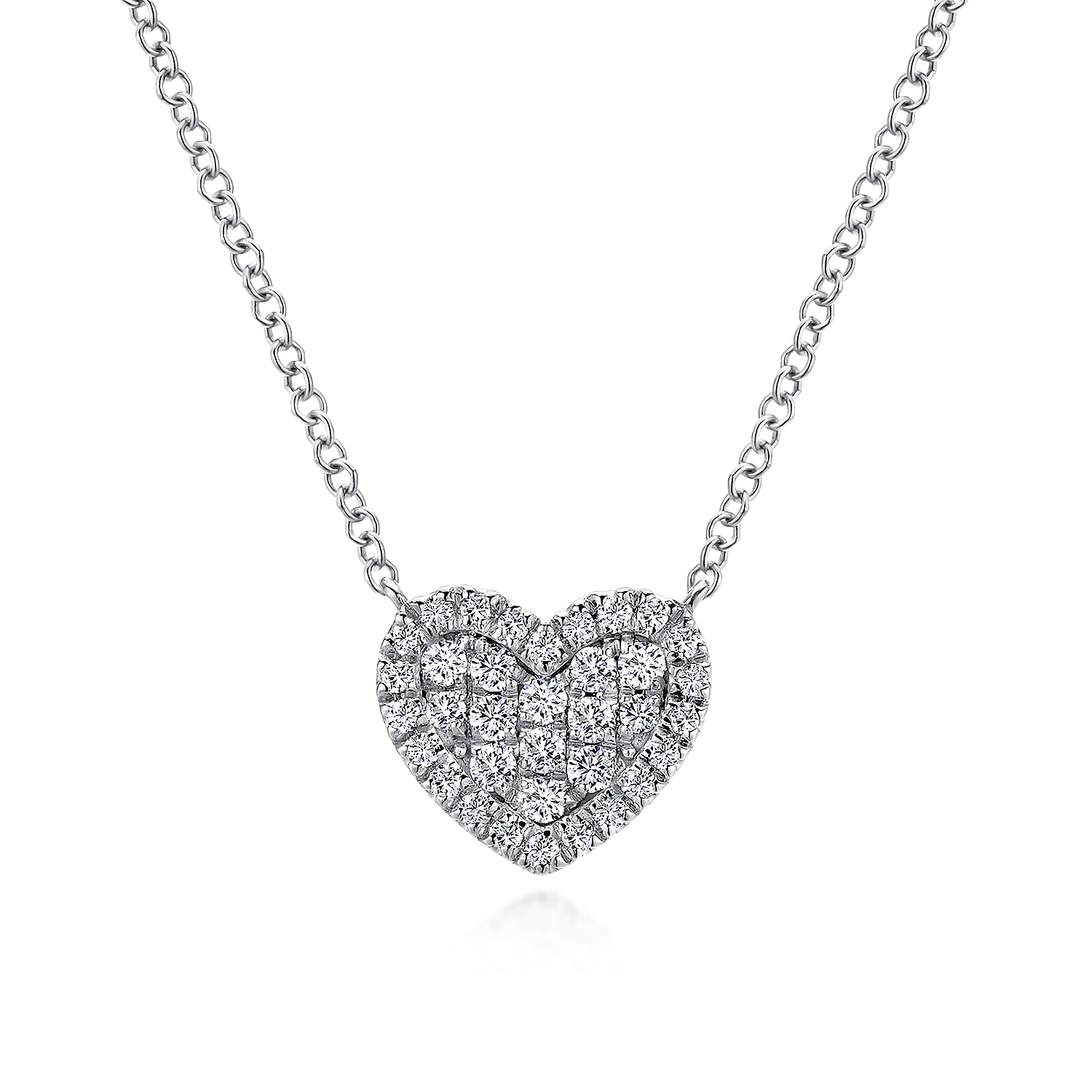 Gabriel & Co. 14K White Gold Pave Diamond Heart Necklace