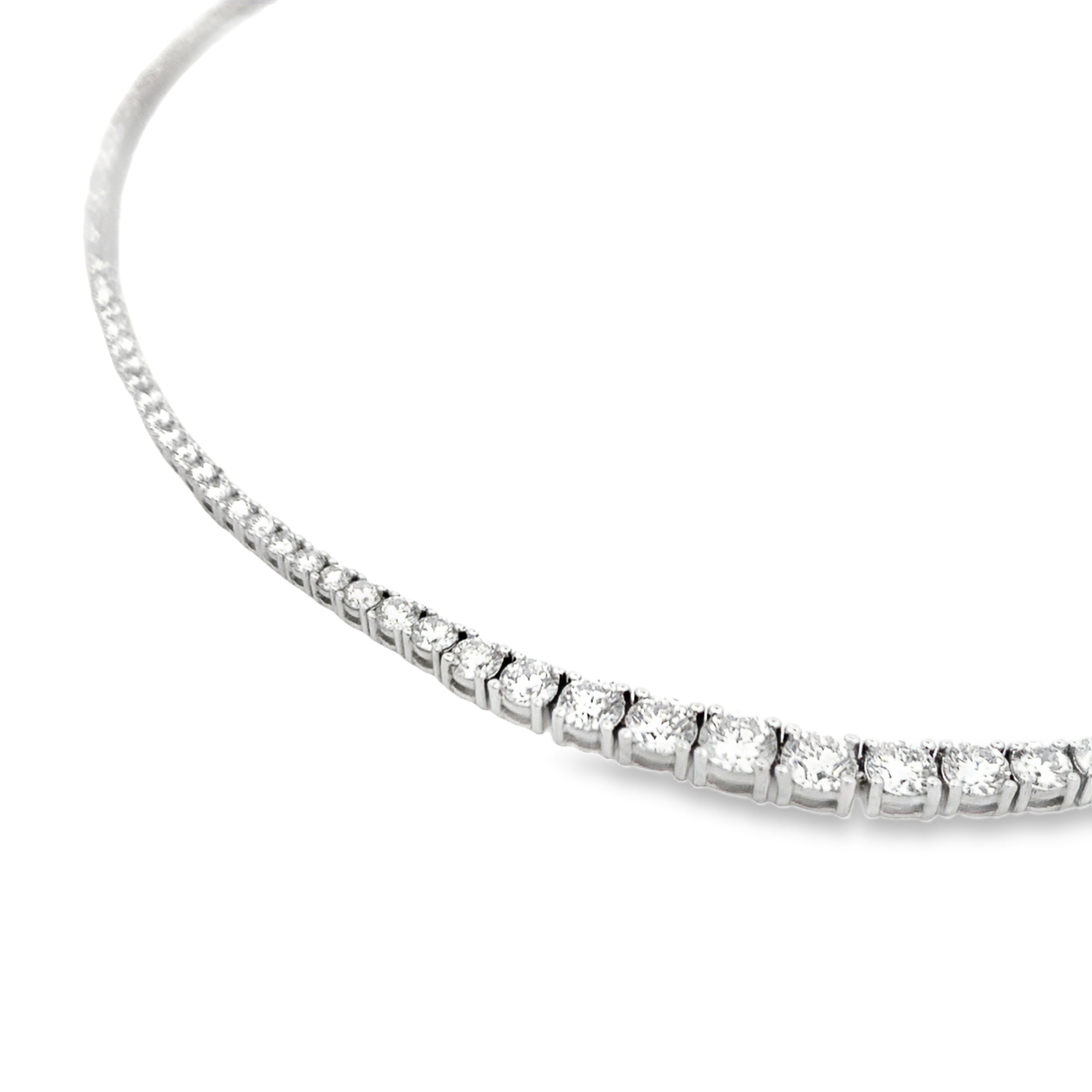 18K White Gold 6-Carat 4-Prong Graduated Diamond Tennis Necklace