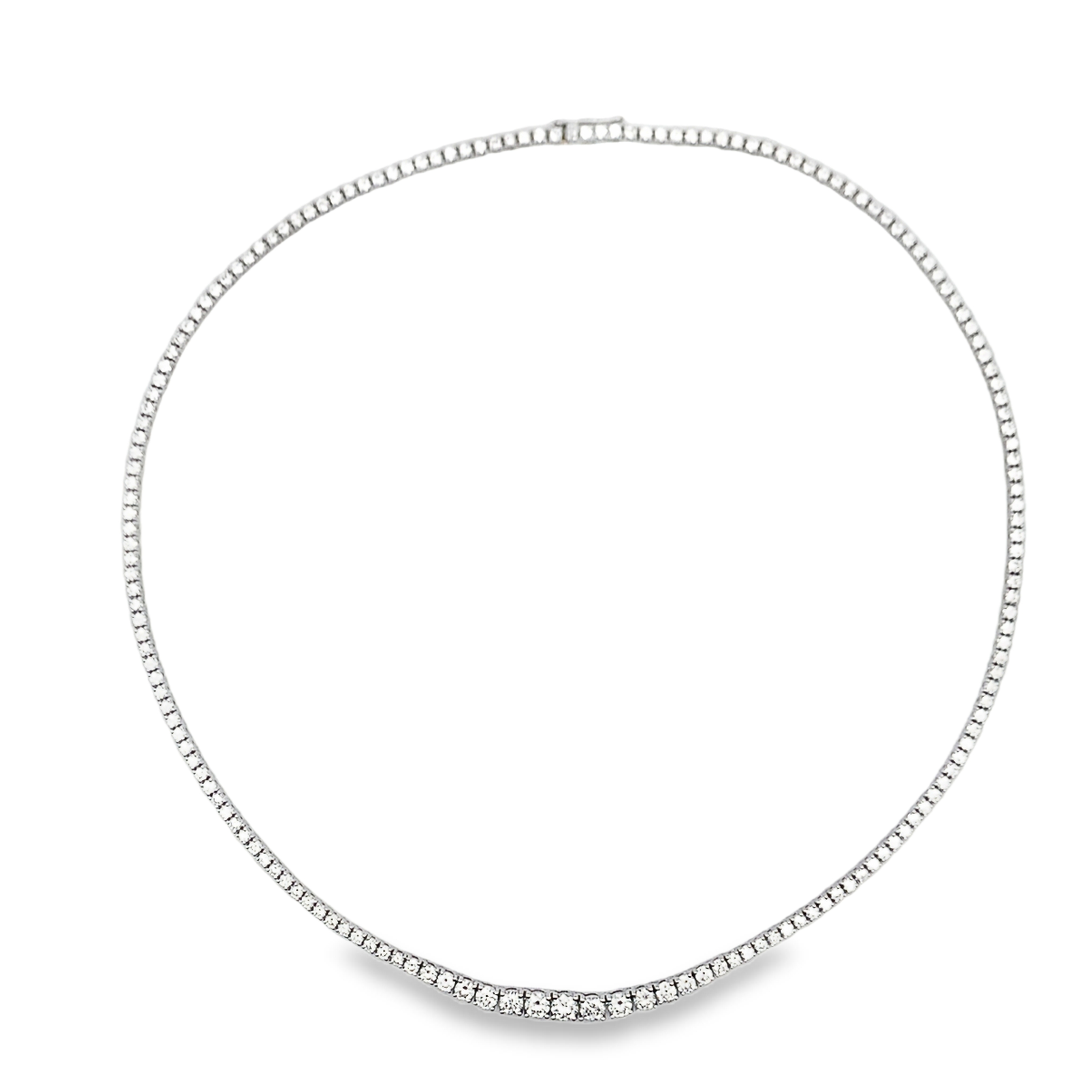 18K White Gold 6-Carat 4-Prong Graduated Diamond Tennis Necklace