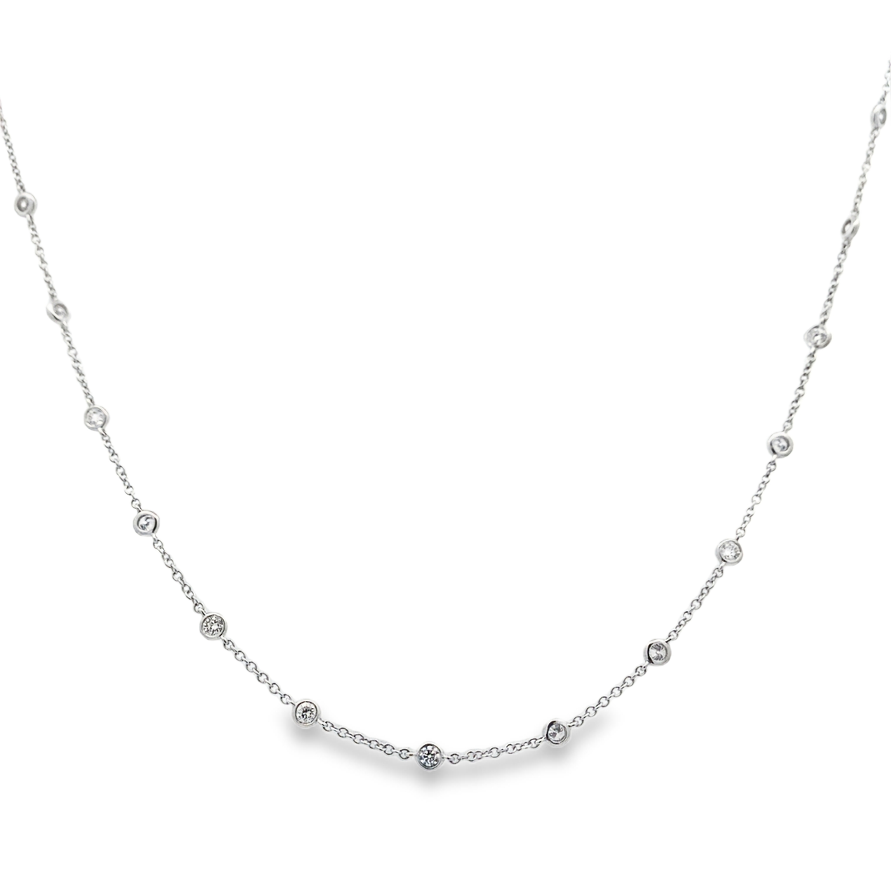 18K White Gold Diamonds By The Yard Necklace