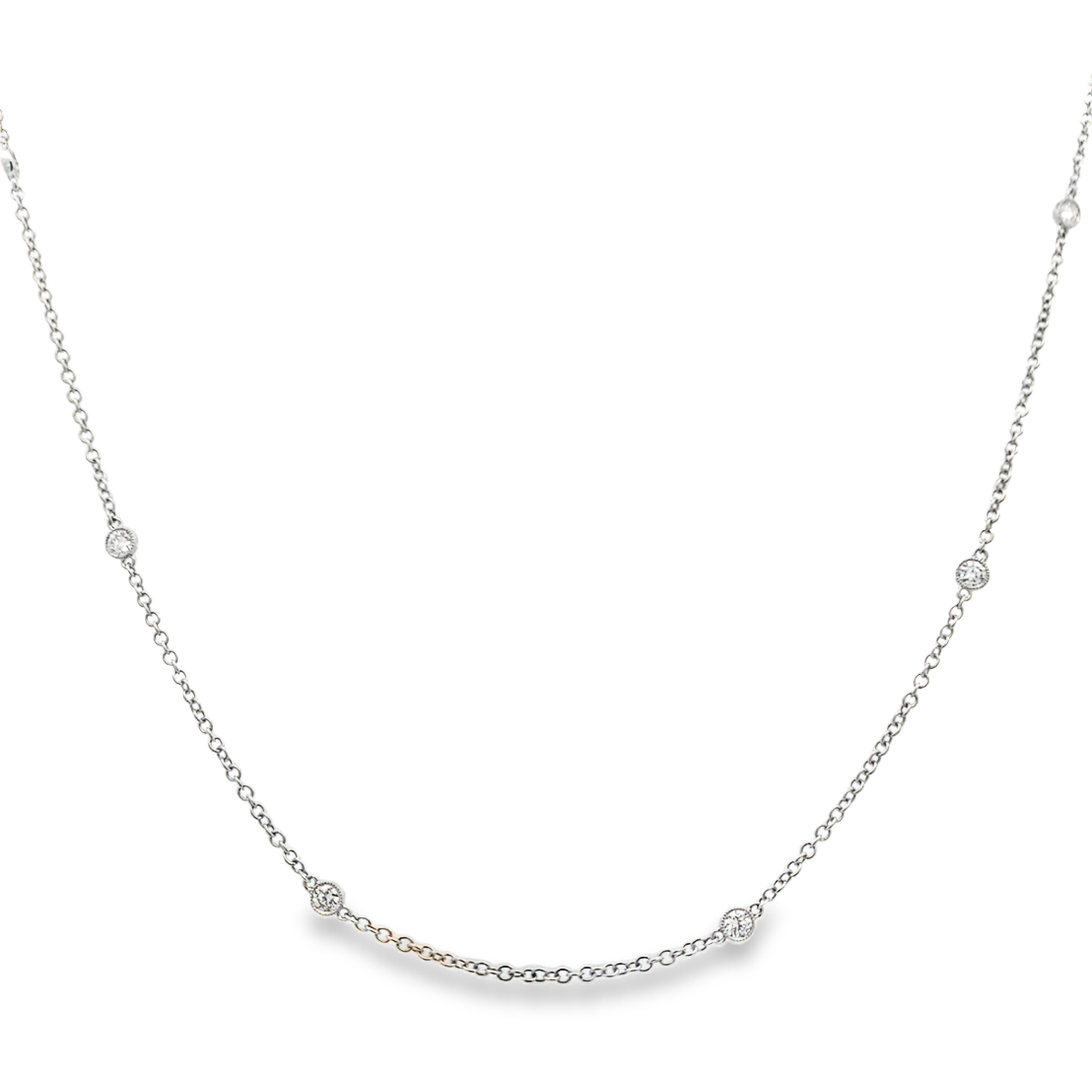 18K White Gold 8-Station Diamonds By The Yard Necklace