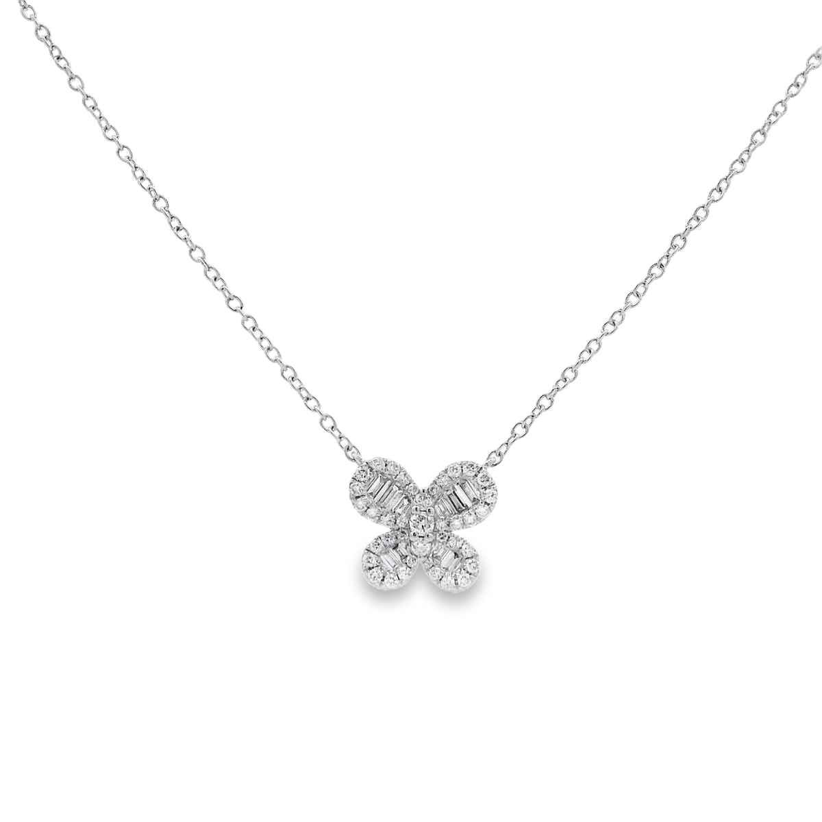 18K White Gold Diamond Butterfly Necklace