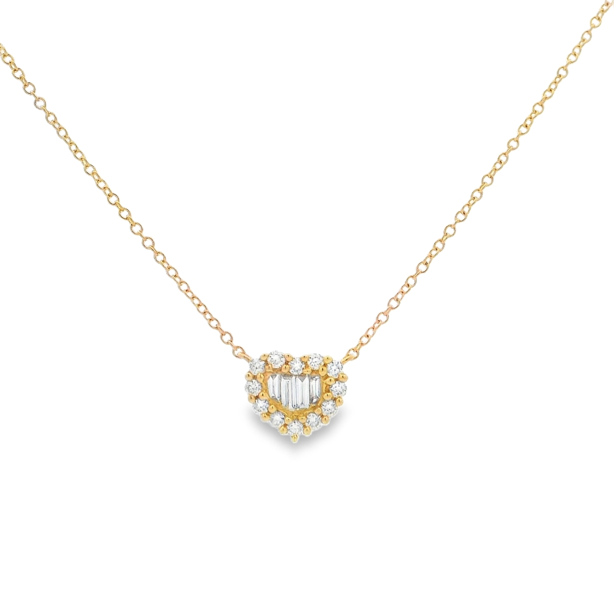 18K Yellow Gold Diamond Heart Necklace