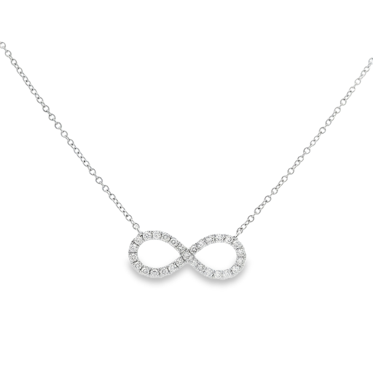 18K White Gold Diamond Infinity Necklace