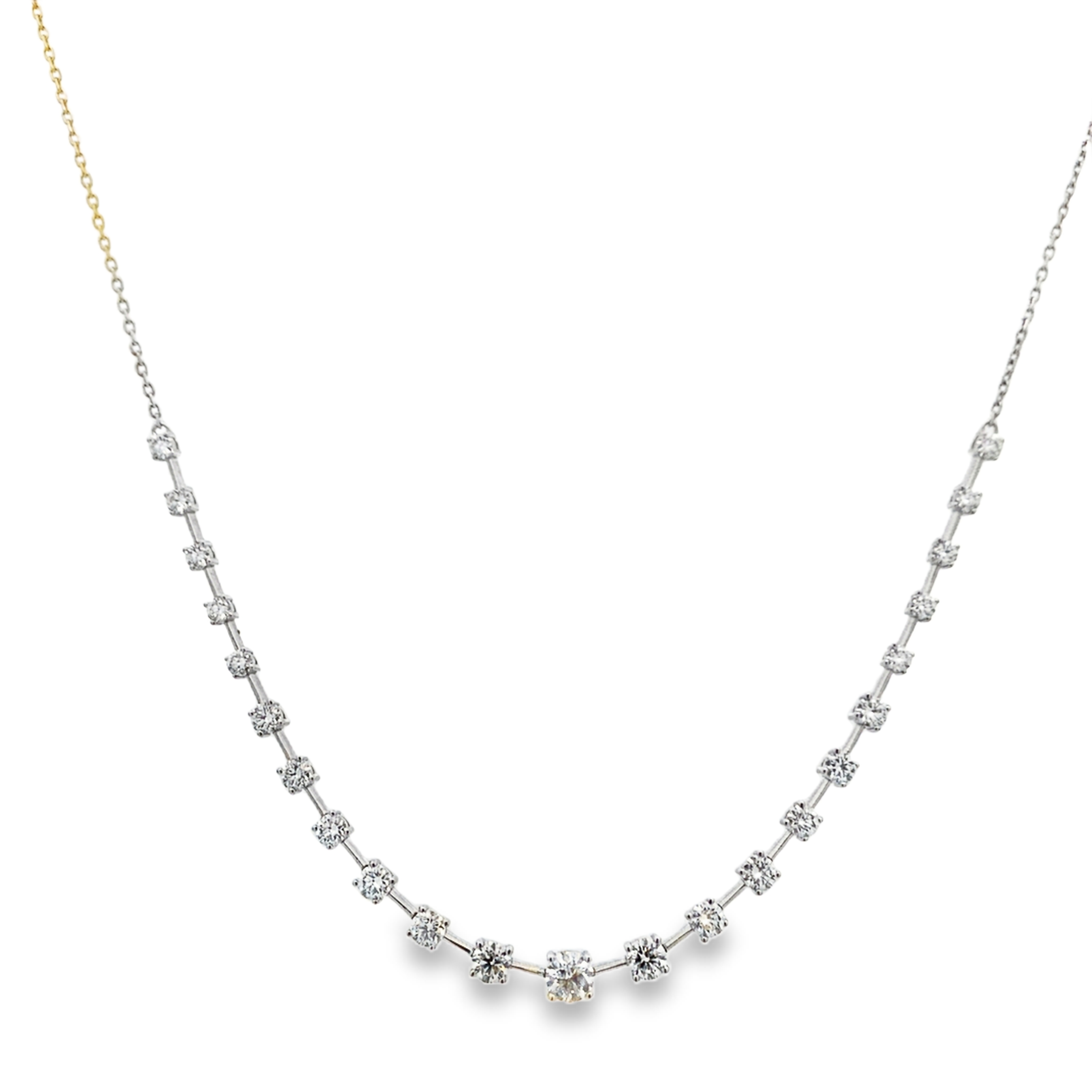 18K White Gold 3-Carat Diamond Station Necklace