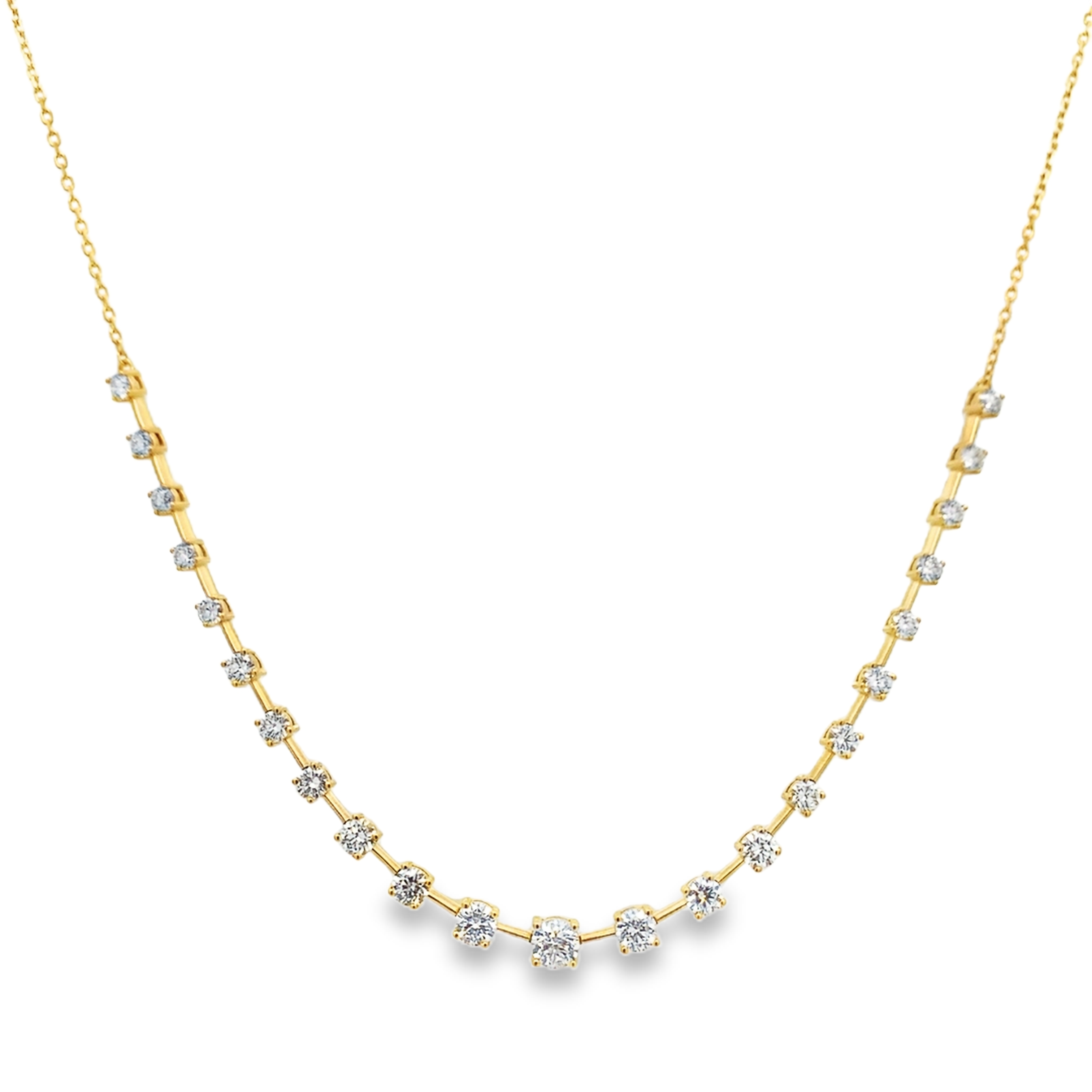 18K Yellow Gold 3-Carat Diamond Station Necklace