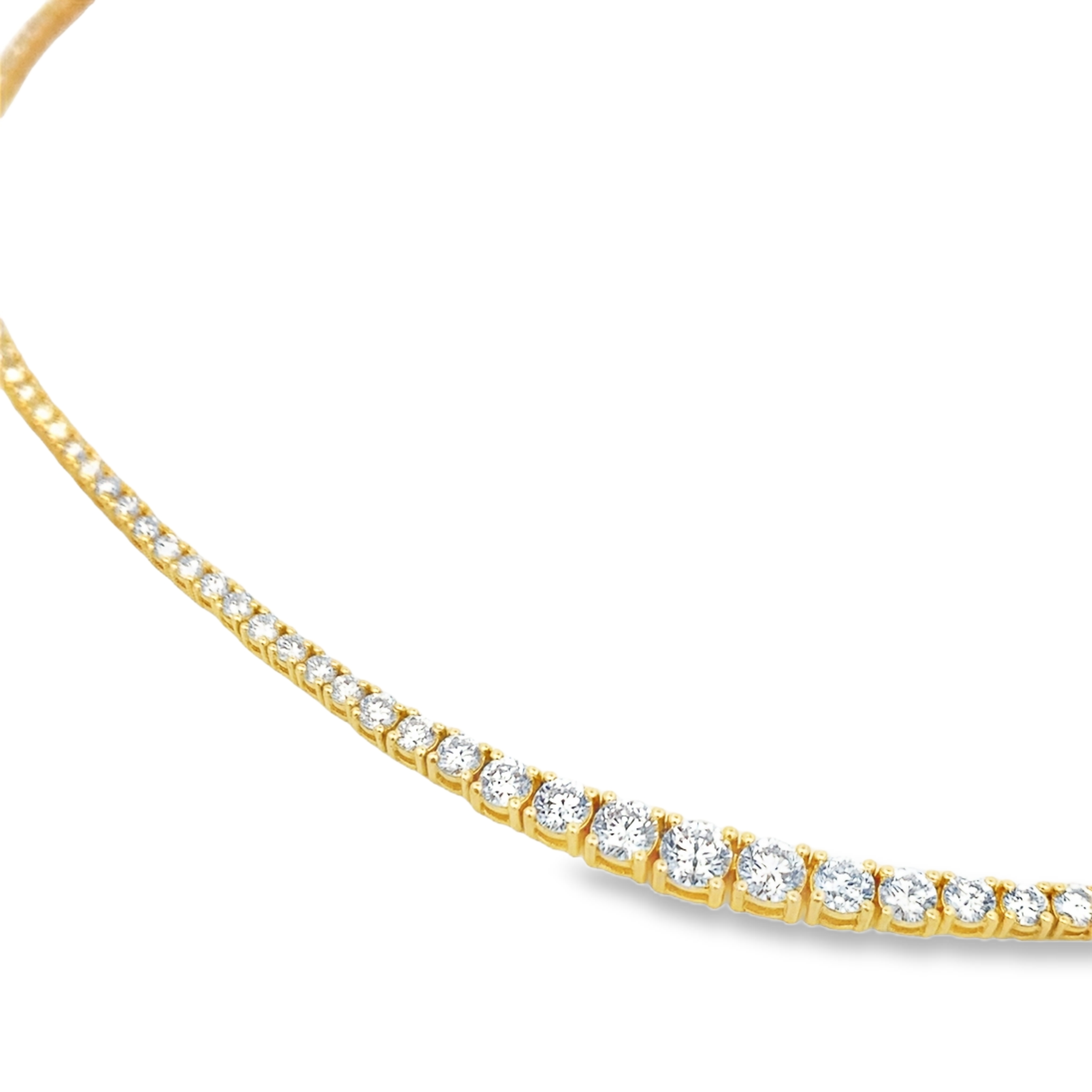 18K Yellow Gold 6-Carat 4-Prong Graduated Diamond Tennis Necklace