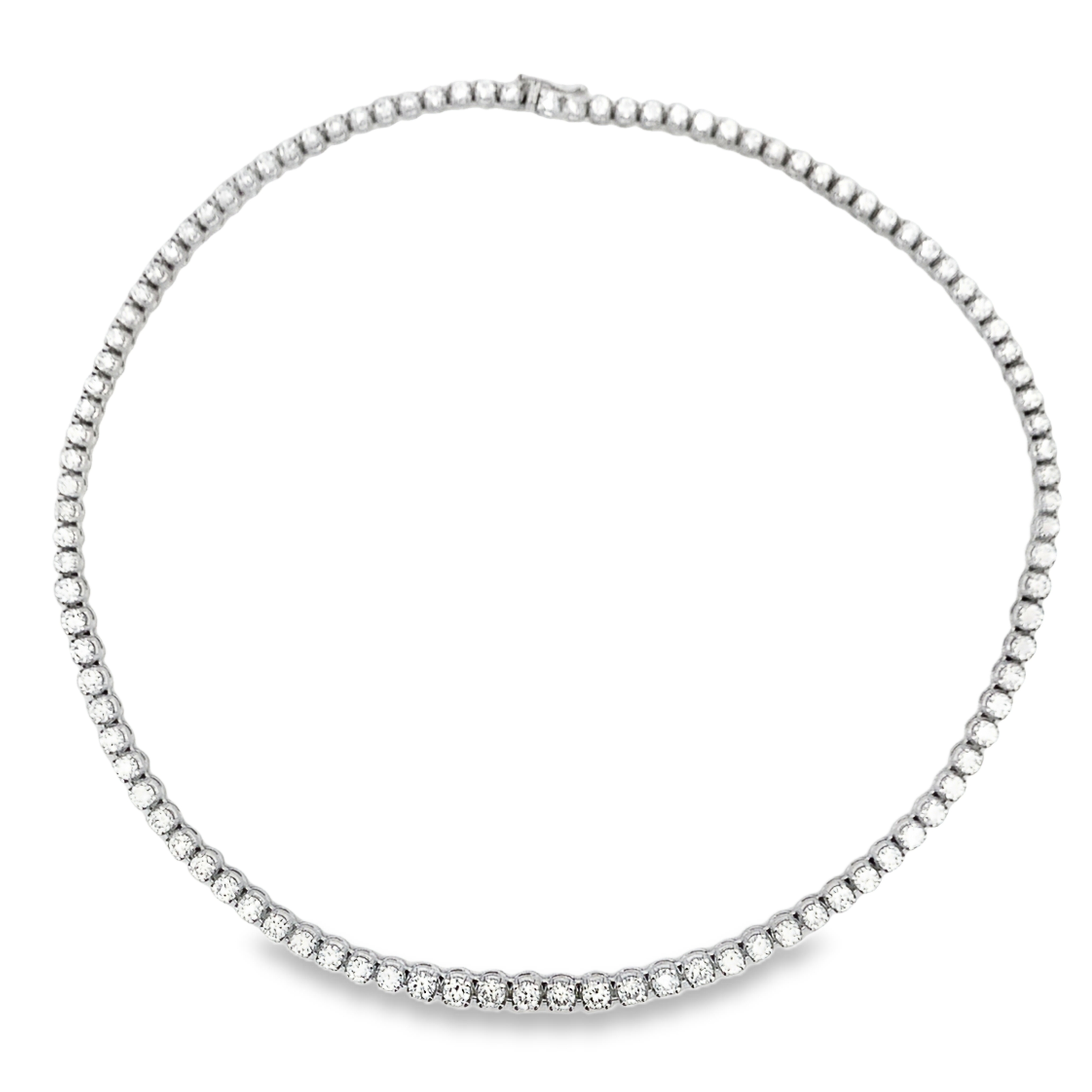 18K White Gold 12-Carat Buttercup Diamond Tennis Necklace