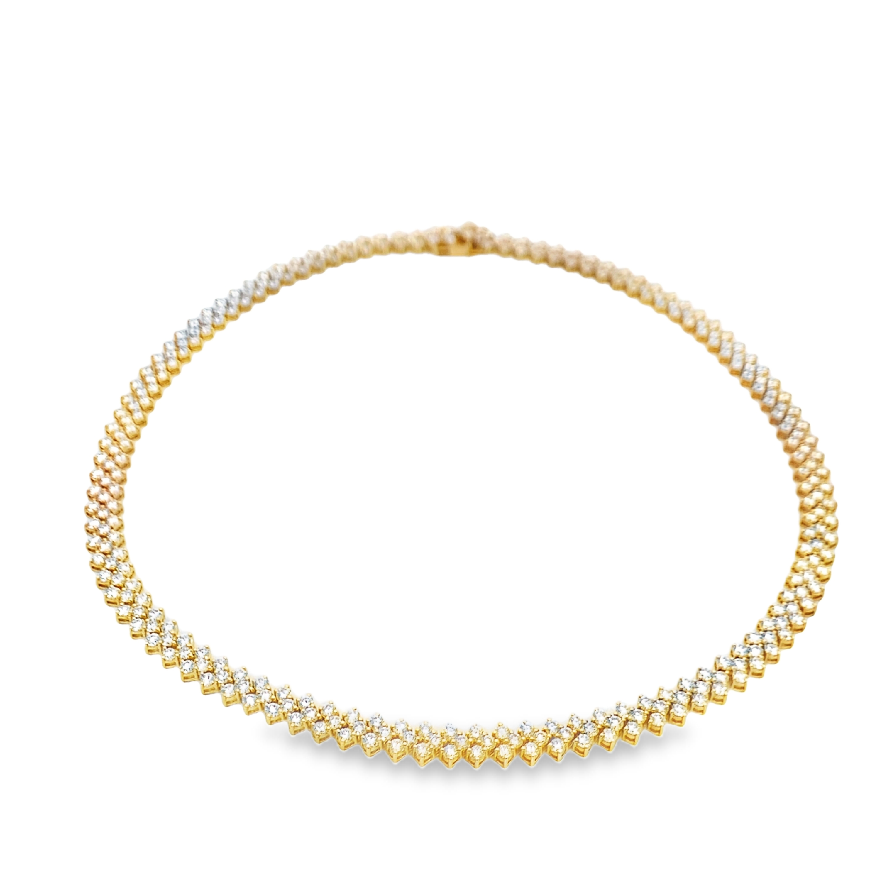 18K Yellow Gold Wide Chevron Diamond Necklace