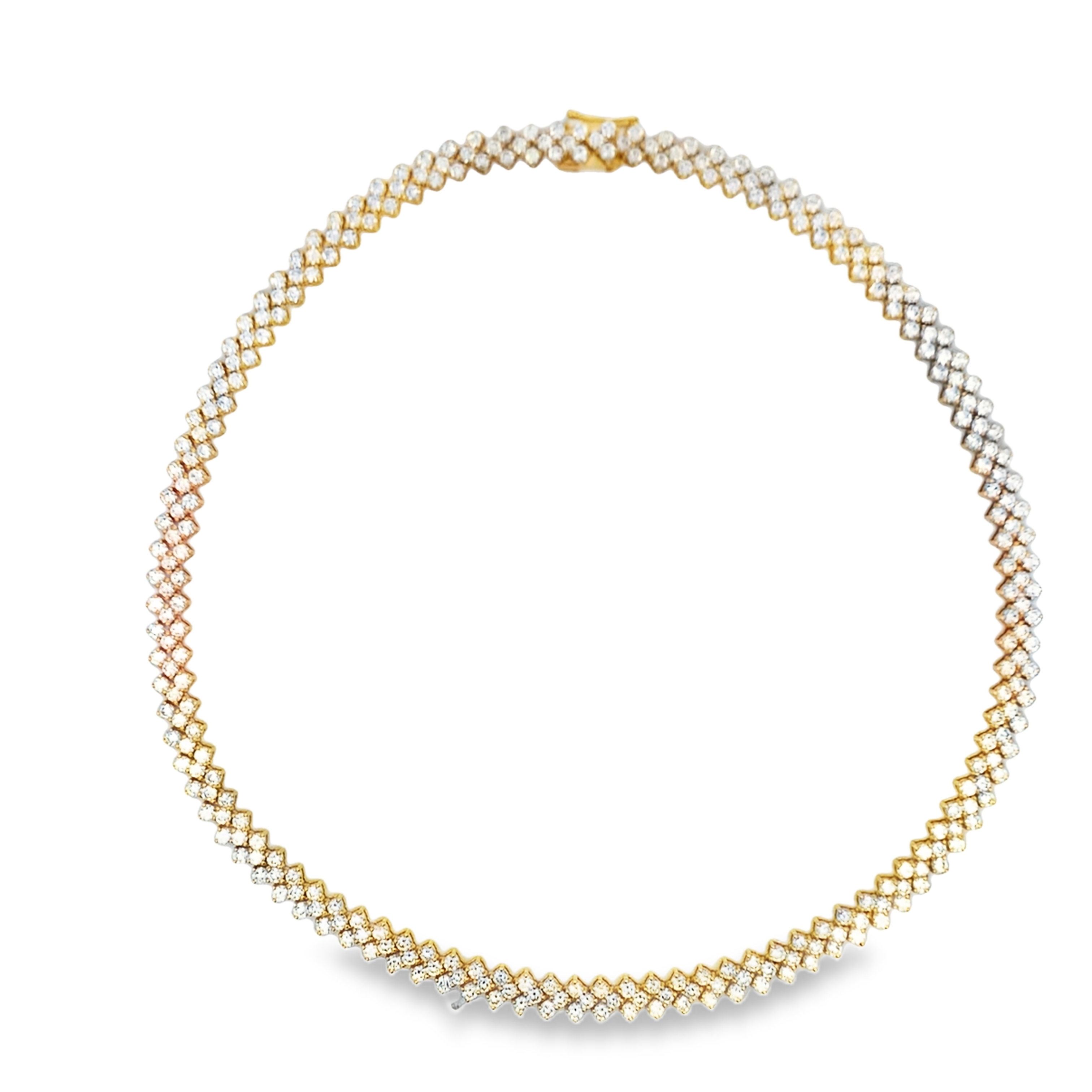 18K Yellow Gold Wide Chevron Diamond Necklace