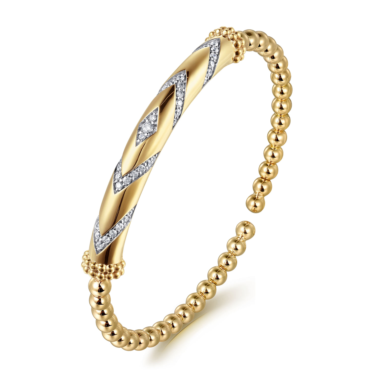 Gabriel & Co. 14K Yellow Gold Limited Edition Bujukan Diamond Bar Bangle