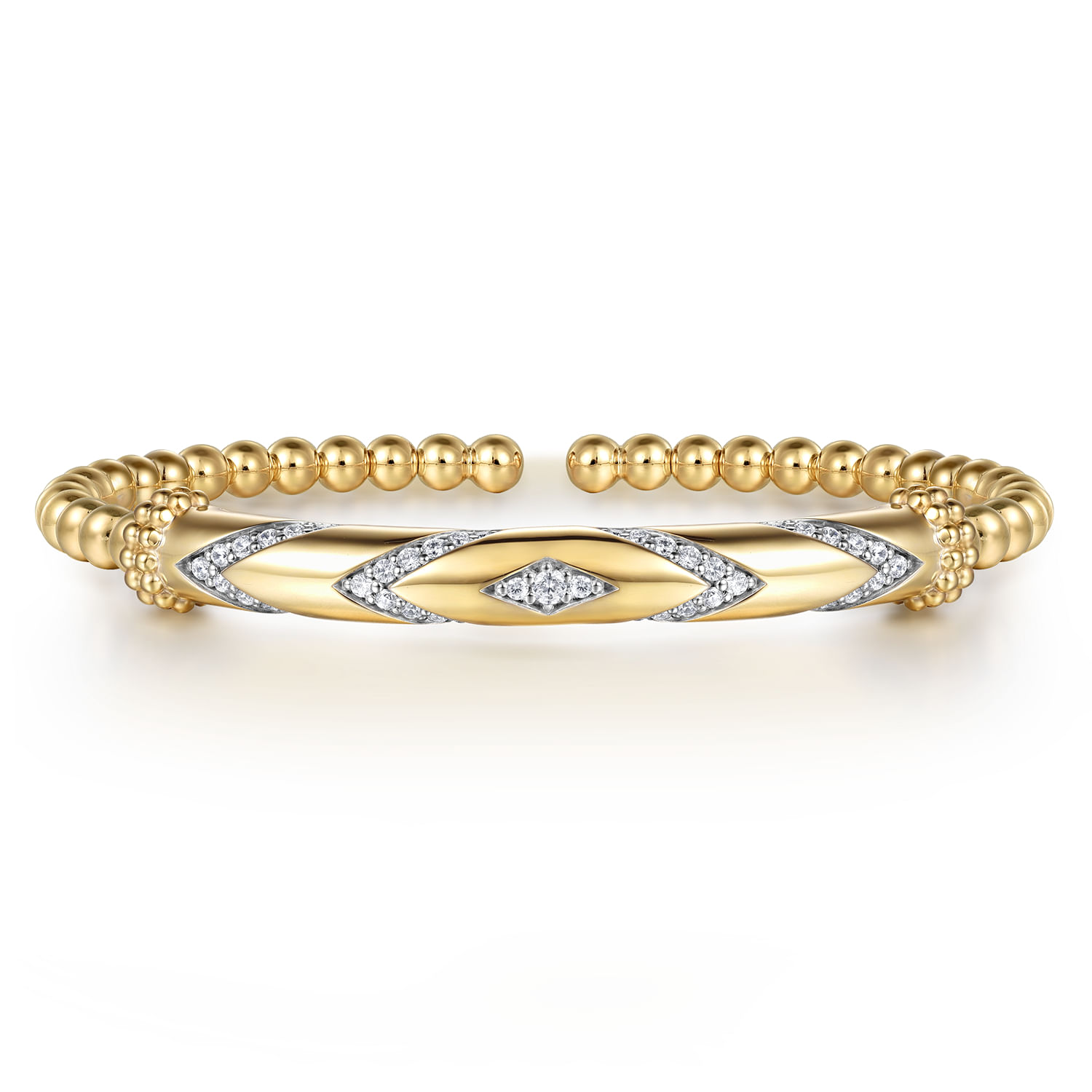 Gabriel & Co. 14K Yellow Gold Limited Edition Bujukan Diamond Bar Bangle