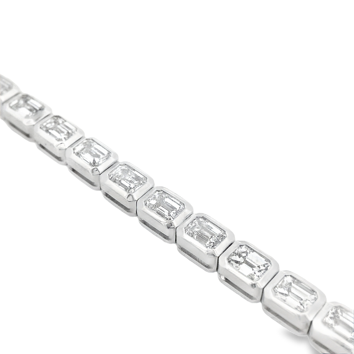 Norman Silverman 18K White Gold Emerald-Cut Diamond Tennis Bracelet