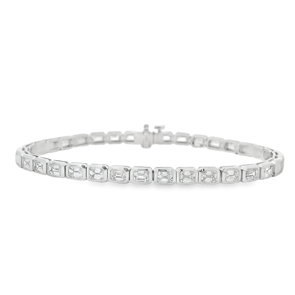 Norman Silverman 18K White Gold Emerald-Cut Diamond Tennis Bracelet