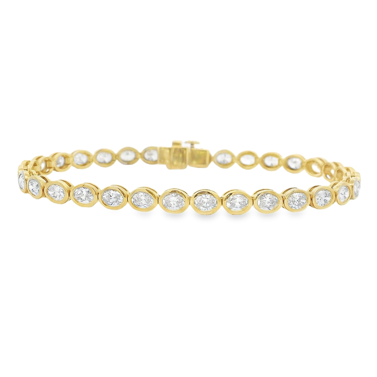 Norman Silverman 18K Yellow Gold East-West Oval Diamond Tennis Bracelet