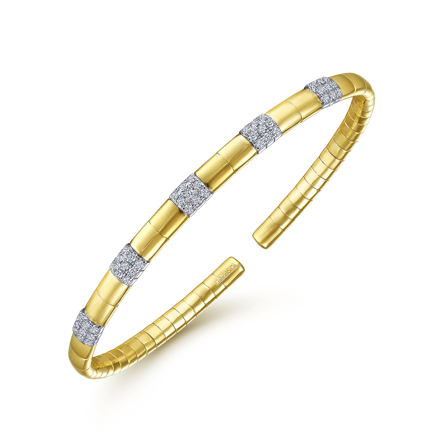 Gabriel & Co. 14K Two-Tone Pave Diamond Stations Cuff