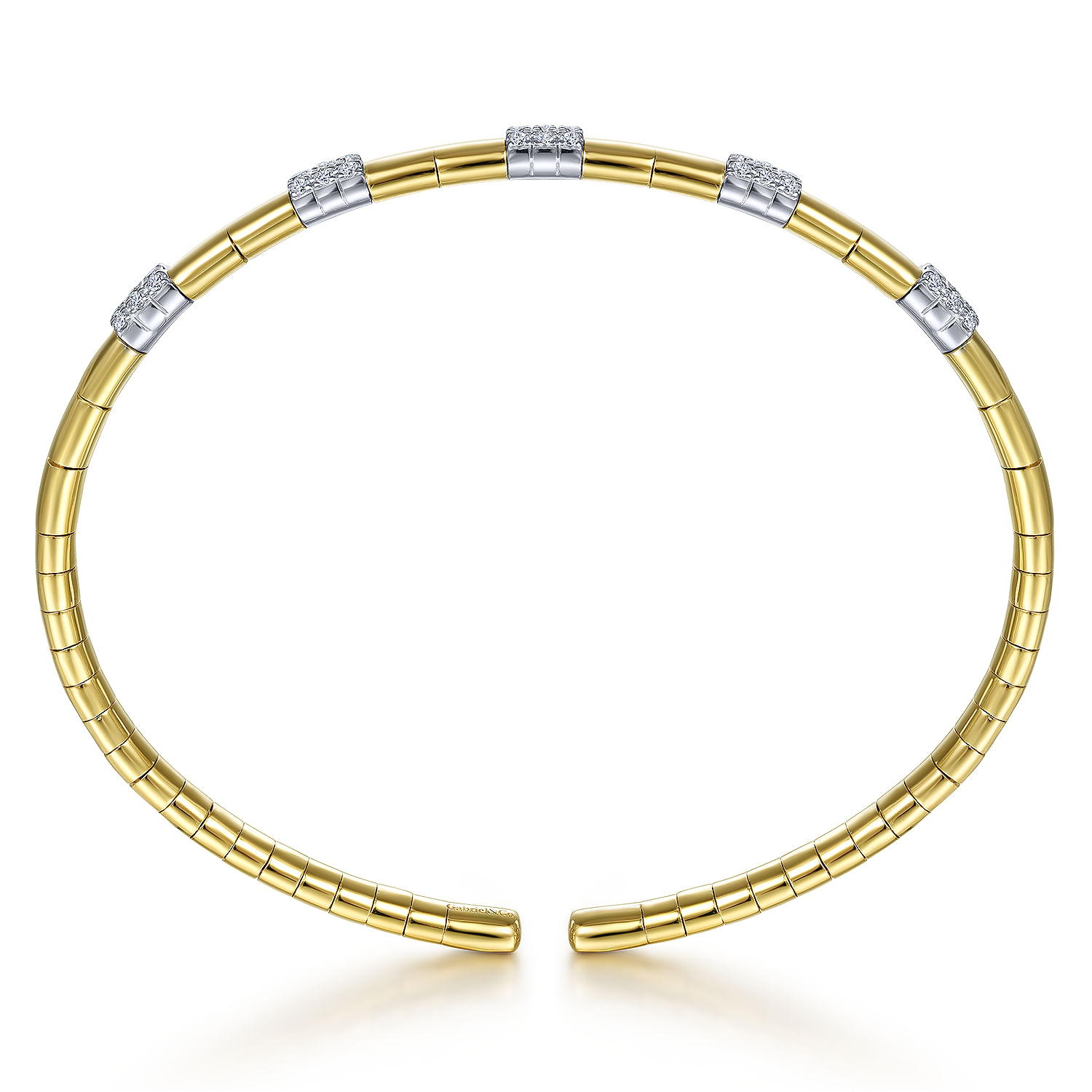 Gabriel & Co. 14K Two-Tone Pave Diamond Stations Cuff