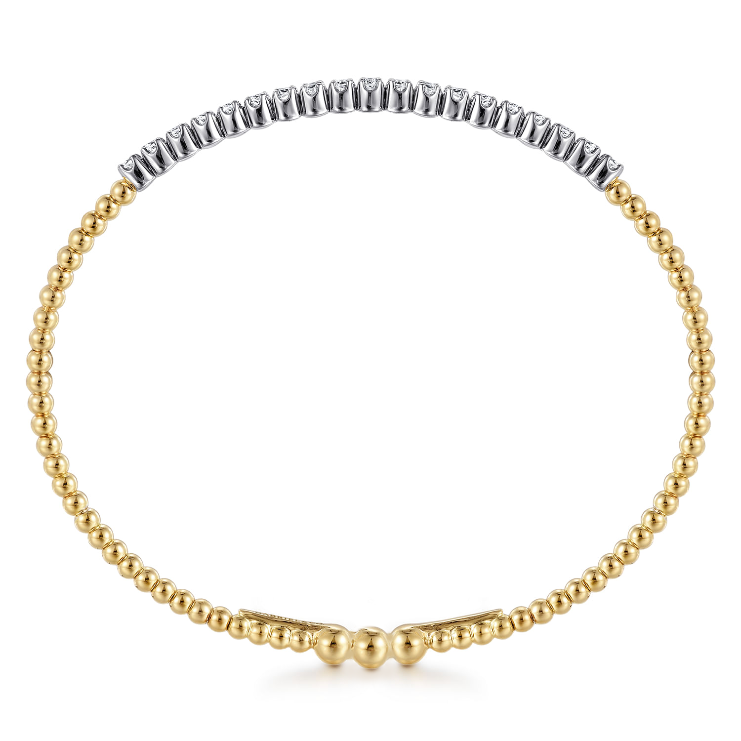 Gabriel & Co. 14K Yellow and White Gold Bujukan Diamond Bar Locking Bangle