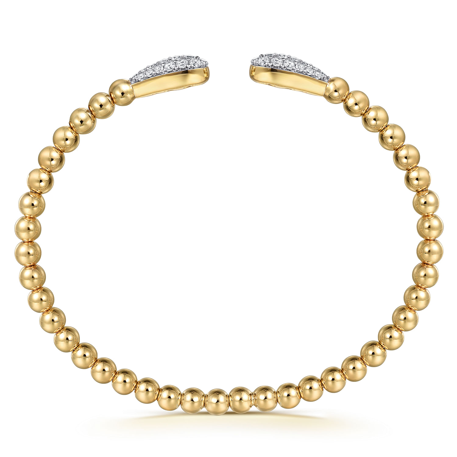 Gabriel & Co. 14K Yellow Gold Bujukan and Pave Diamond Teardrop Open Bangle