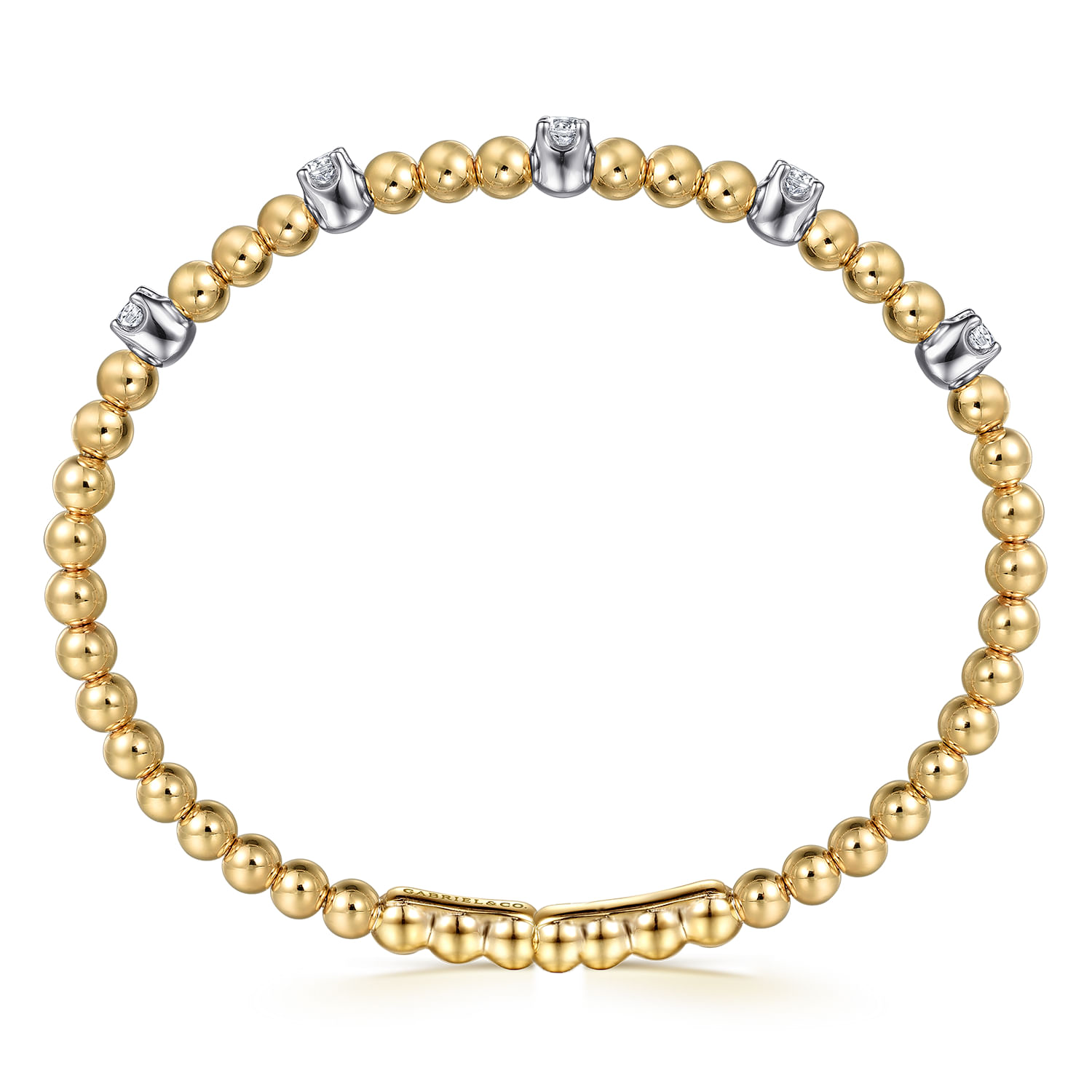 Gabriel & Co. 14K Yellow and White Gold Bujukan Diamond Station Locking Bangle