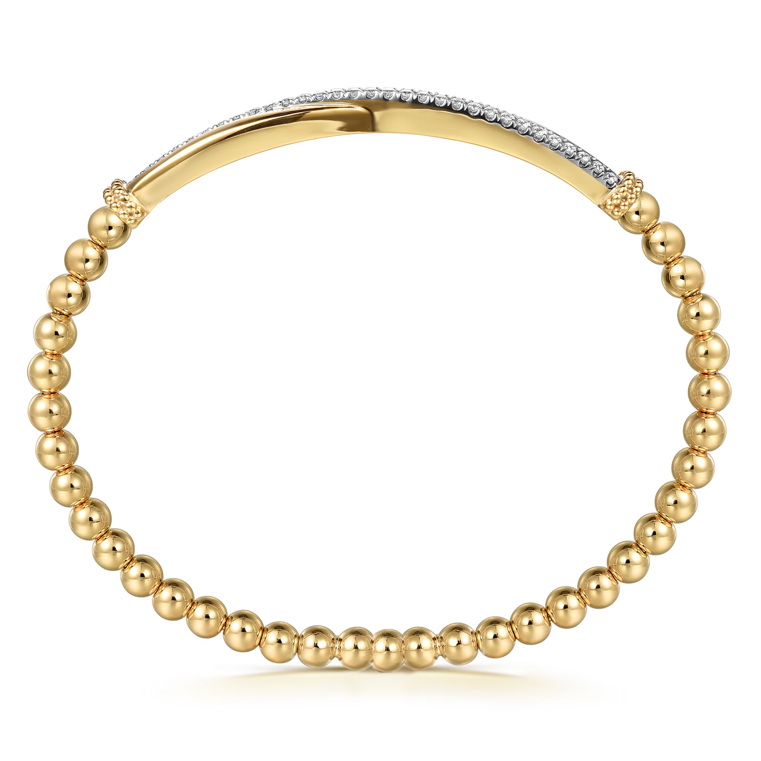 Gabriel & Co. 14K Yellow and White Gold Bujukan Diamond Bar Locking Bangle