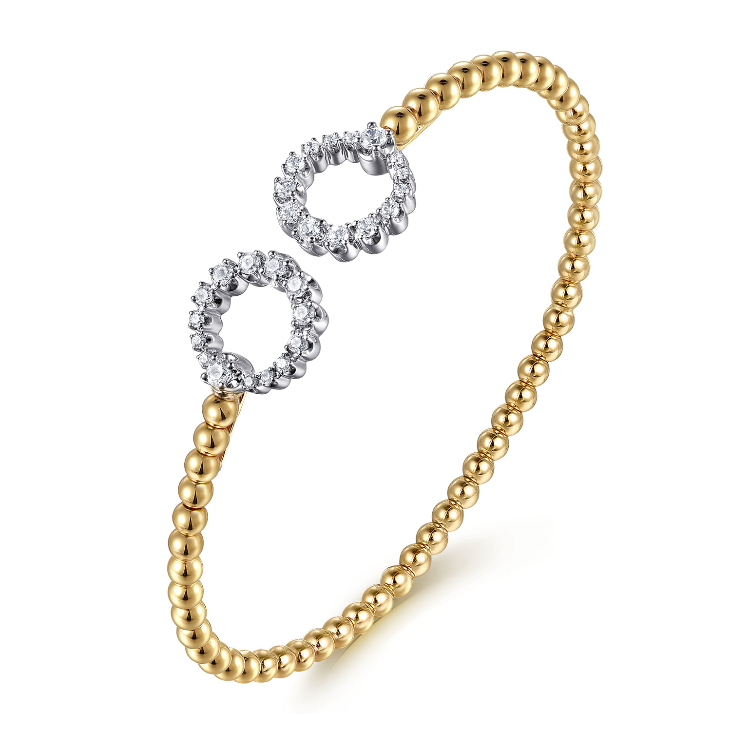 Gabriel & Co. 14K Yellow Gold Bujukan Diamond Circle Open Bangle