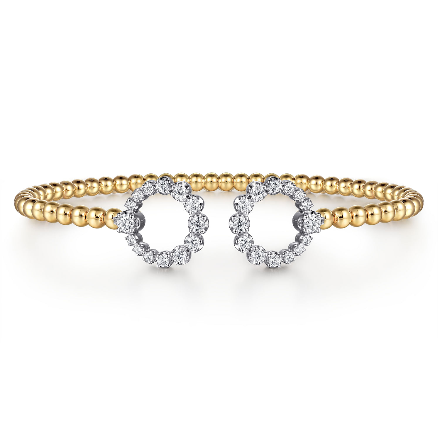 Gabriel & Co. 14K Yellow Gold Bujukan Diamond Circle Open Bangle