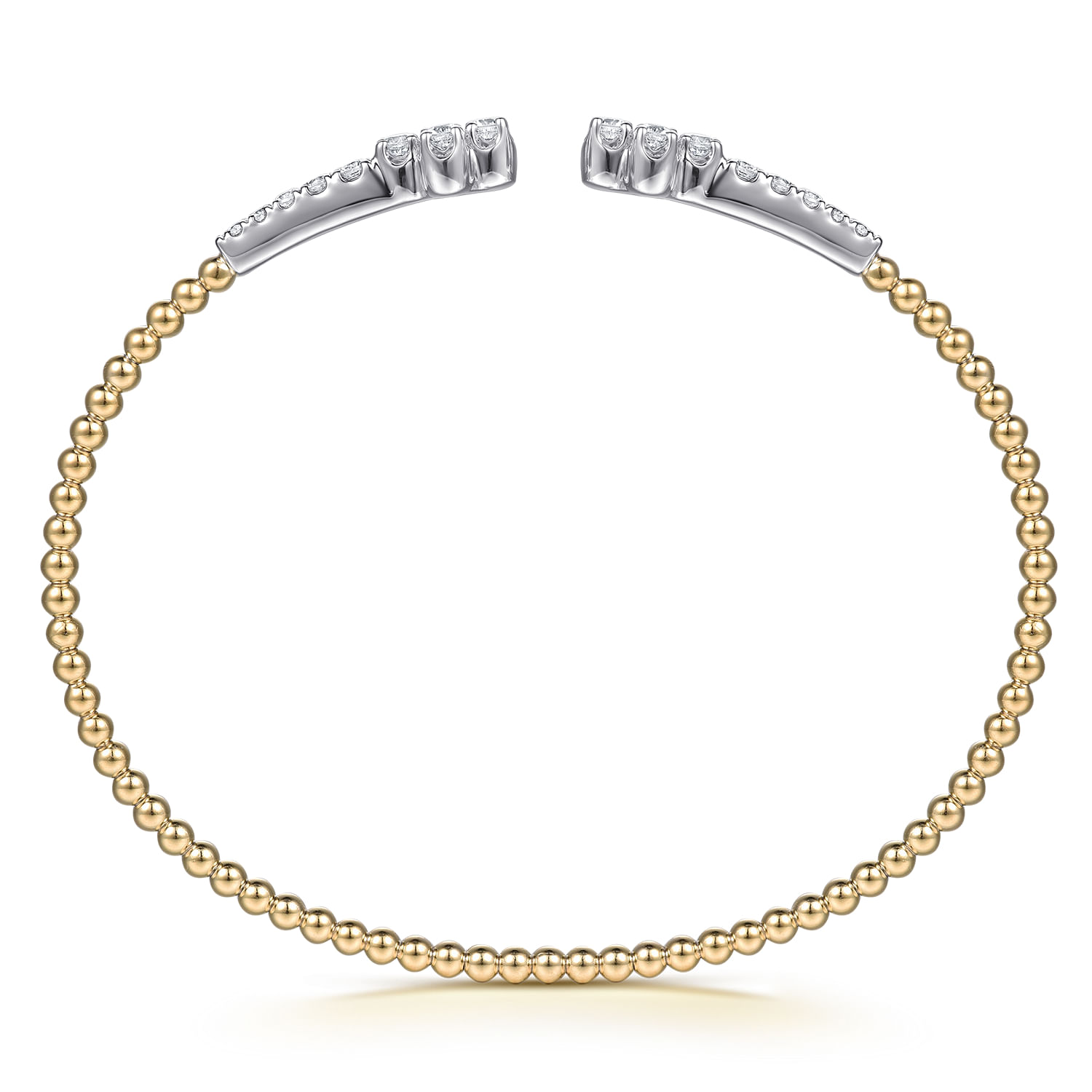 Gabriel & Co. 14K Yellow and White Gold Bujukan and Diamond Clover Open Bangle
