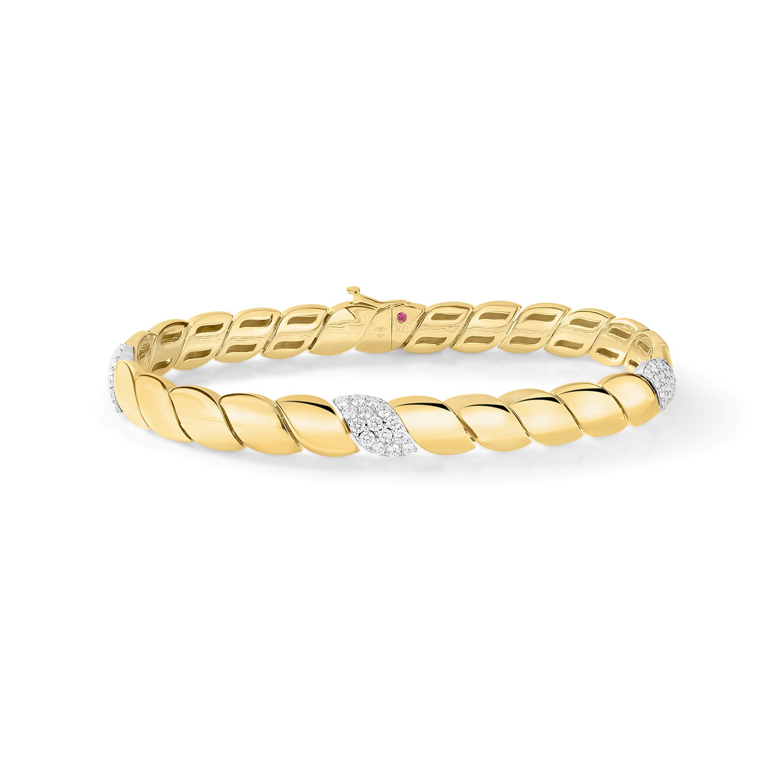 Roberto Coin 18K Yellow and White Gold San Marco Diamond Station Bracelet