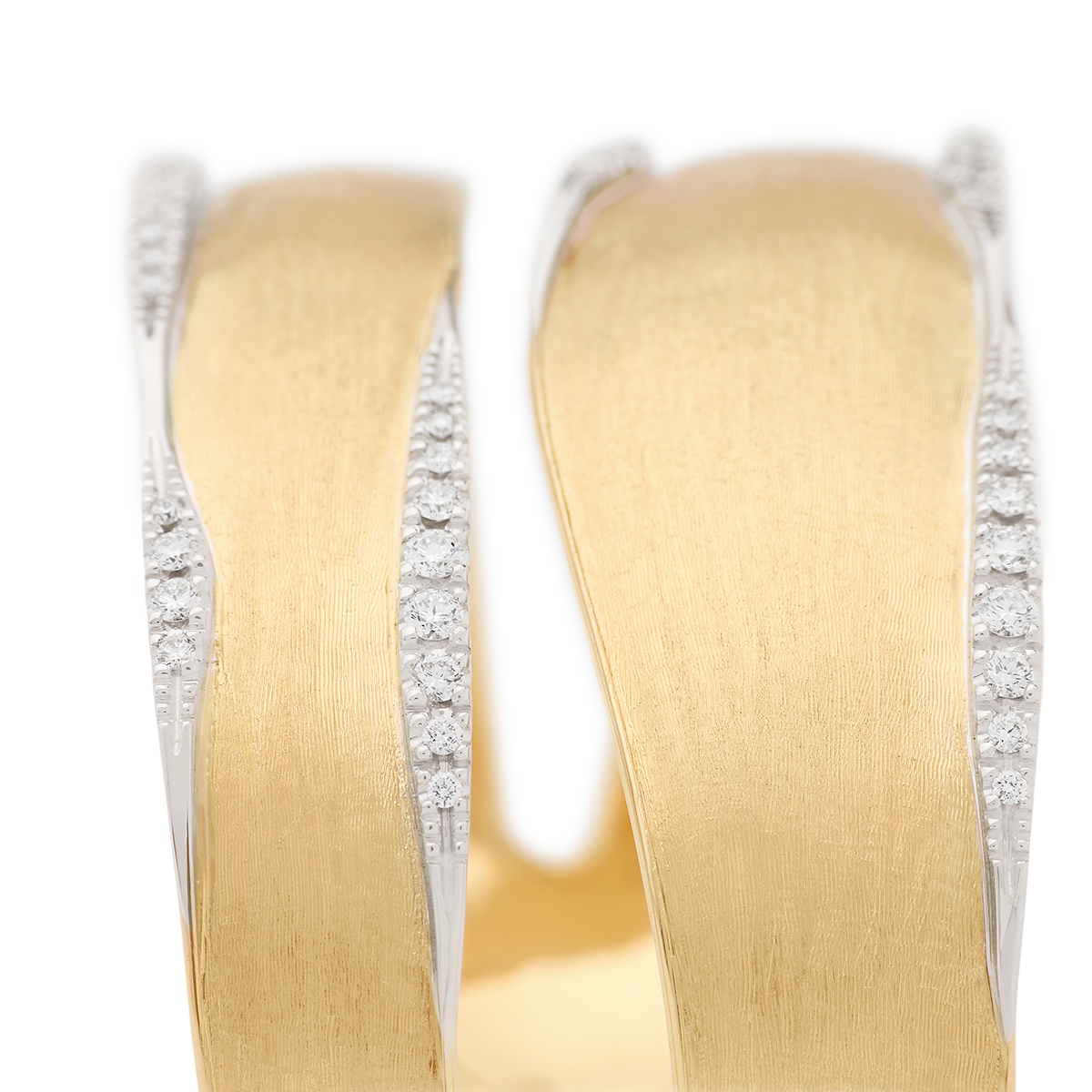 Marco Bicego 18K Two-Tone Lunaria Diamond Pave Split Wave Bangle