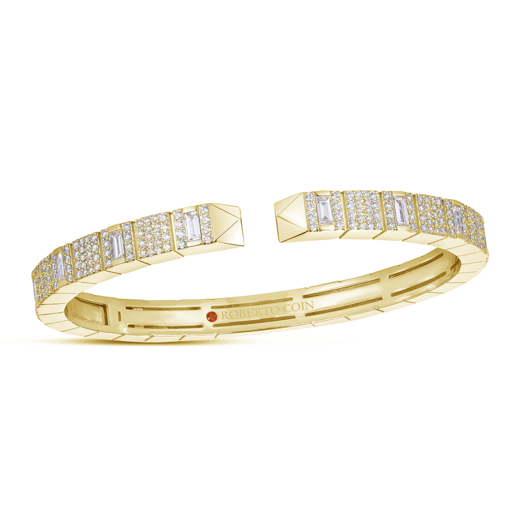 Roberto Coin 18K Yellow Gold Obelisco Mixed Cut Pave Diamond Bangle