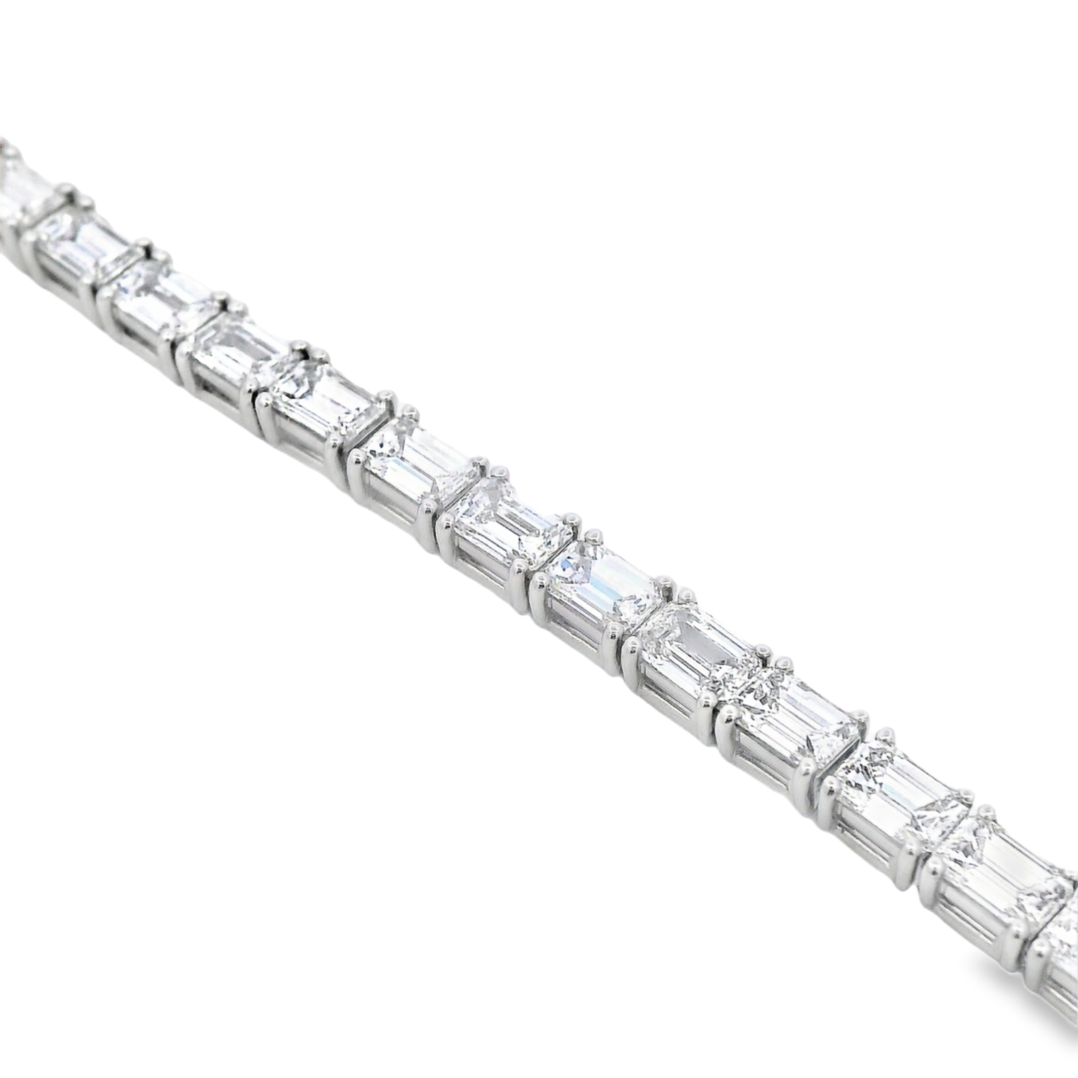 Norman Silverman 18K White Gold Emerald-Cut Diamond East-West Tennis Bracelet
