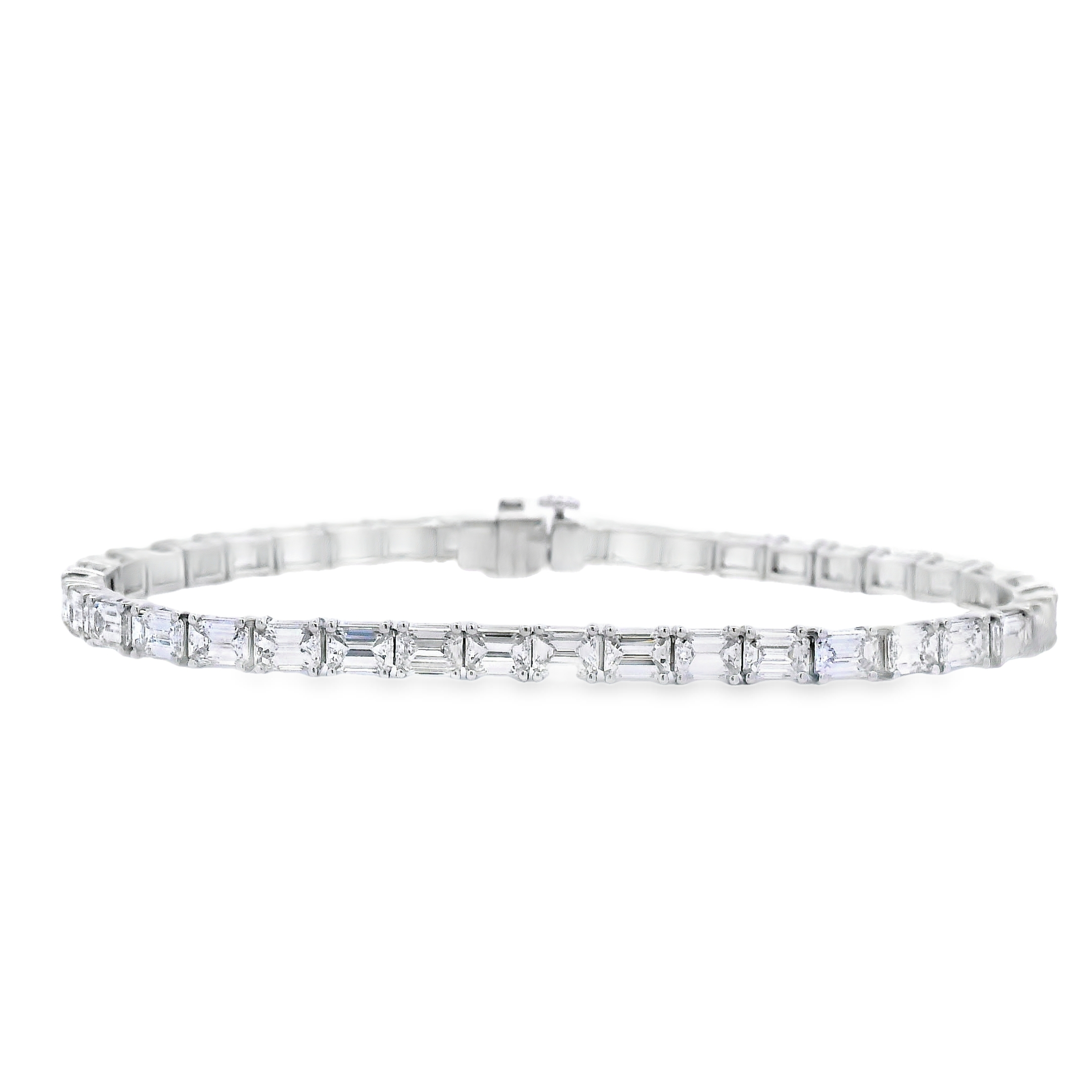 Norman Silverman 18K White Gold Emerald-Cut Diamond East-West Tennis Bracelet