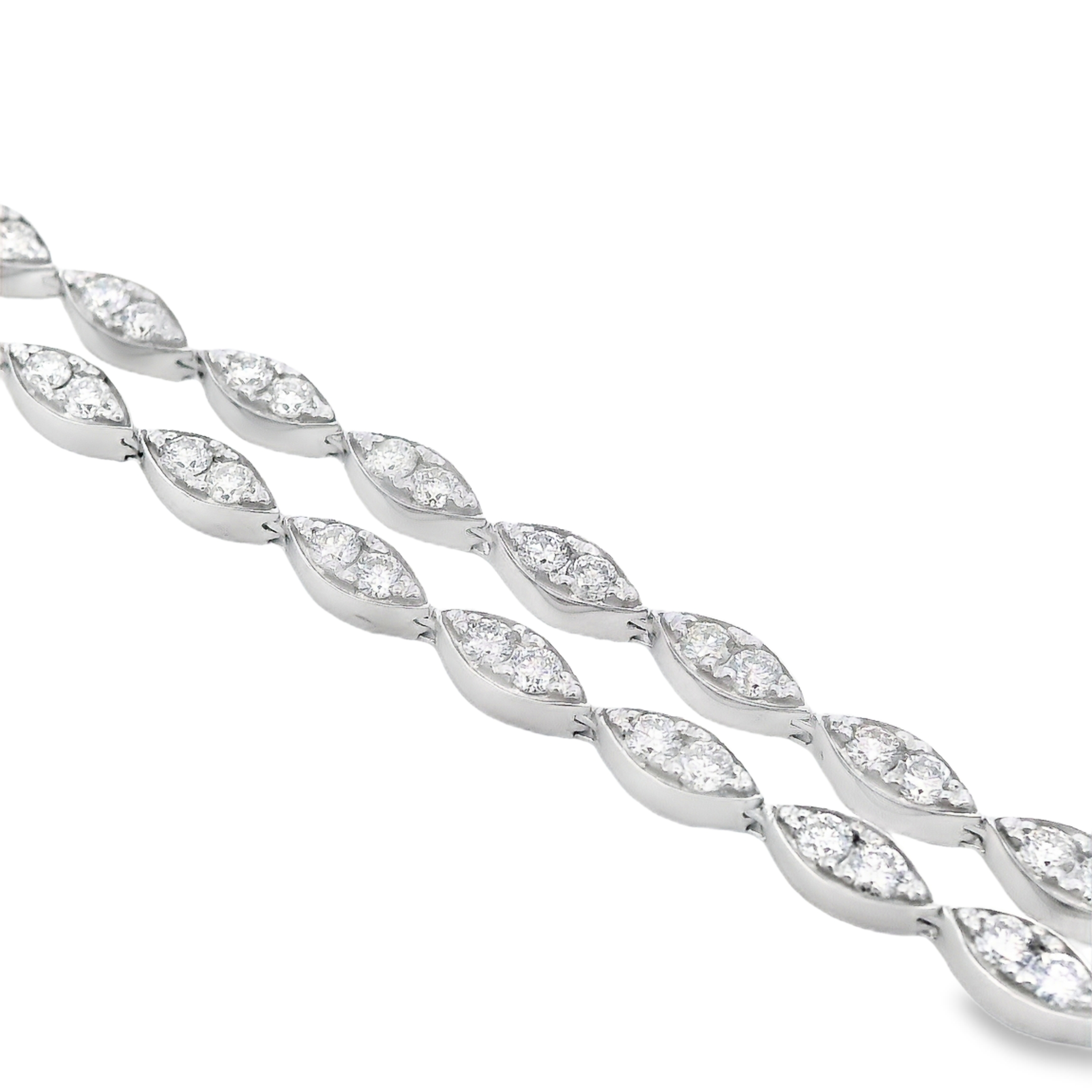 18K White Gold Marquise-Shaped Double Diamond Bracelet
