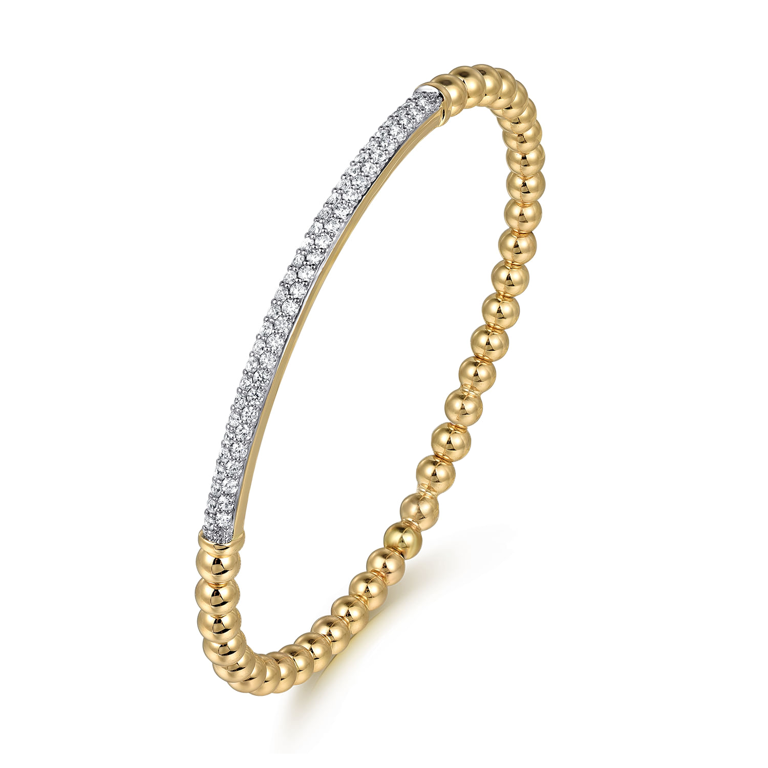 Gabriel & Co. 14K Yellow Gold Pave Diamond Bar Locking Bangle