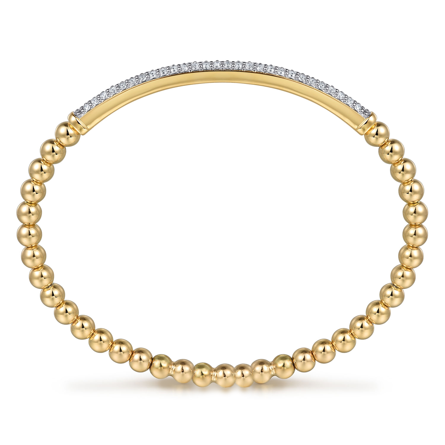 Gabriel & Co. 14K Yellow Gold Pave Diamond Bar Locking Bangle