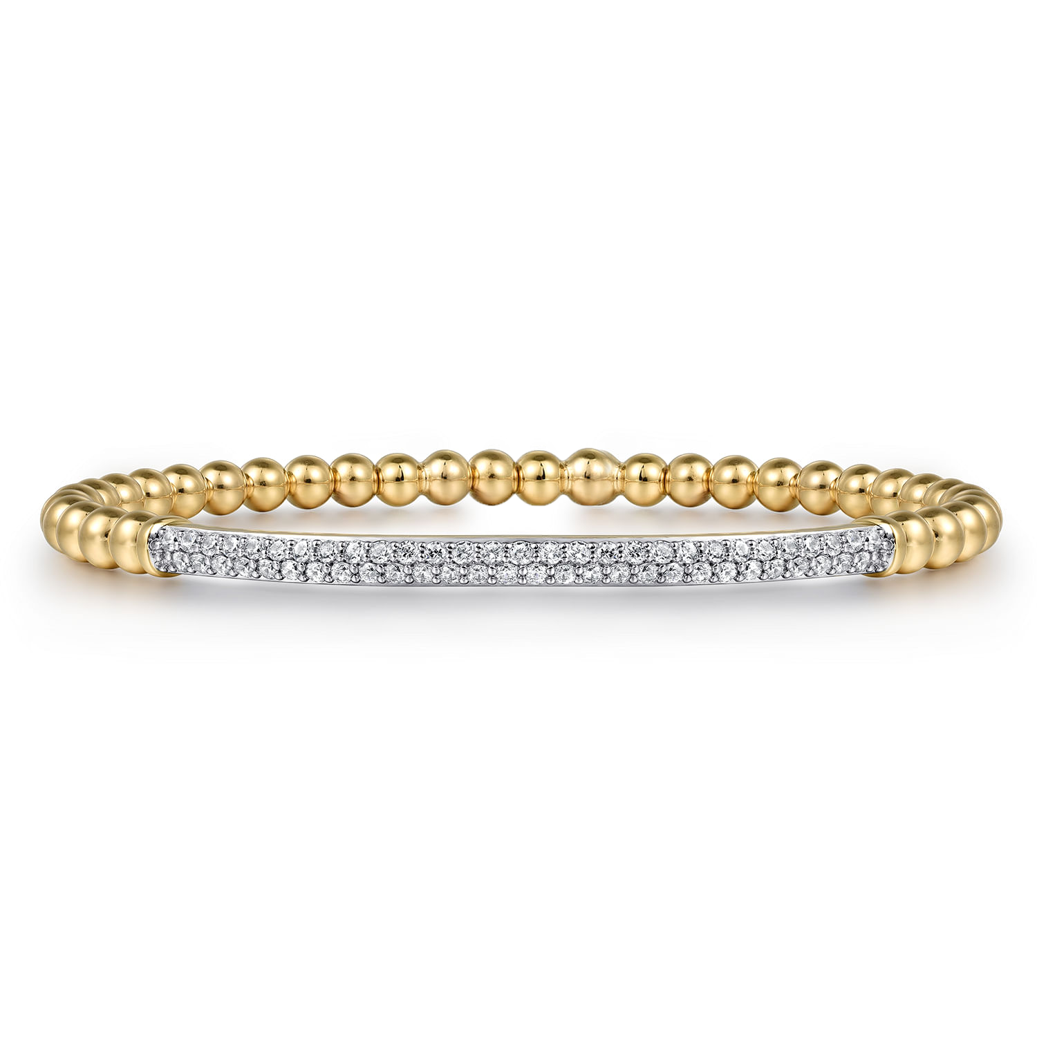 Gabriel & Co. 14K Yellow Gold Pave Diamond Bar Locking Bangle