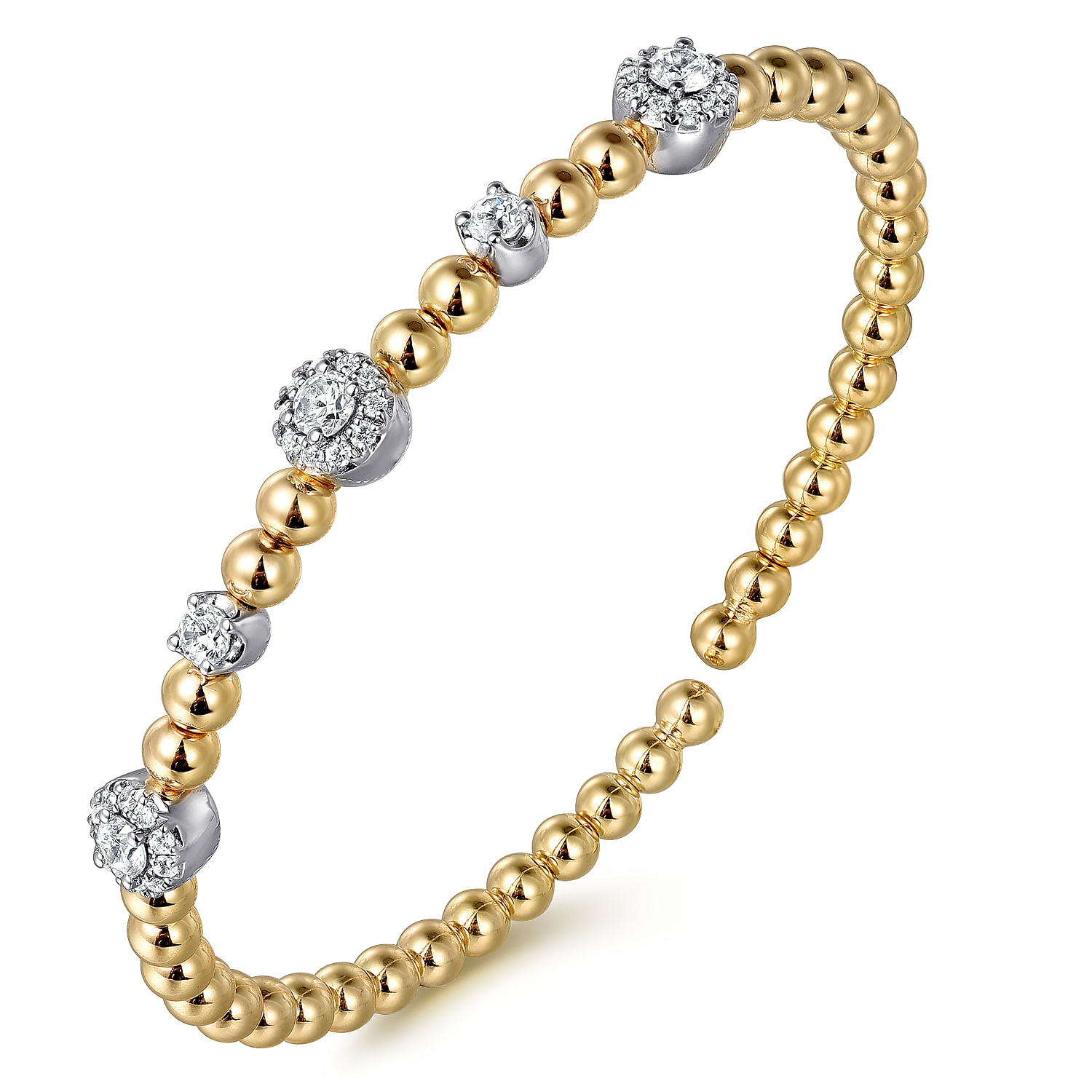 Gabriel & Co.14K Two-Tone Diamond Station Bujukan Split Bangle