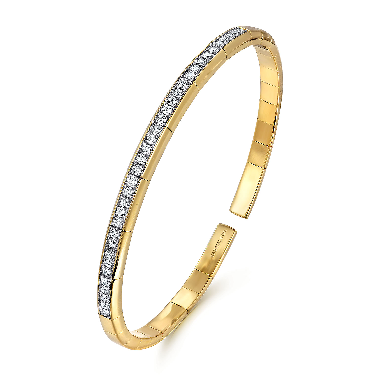 Gabriel & Co. 14K Yellow Gold Diamond Inner Channel Cuff Bangle