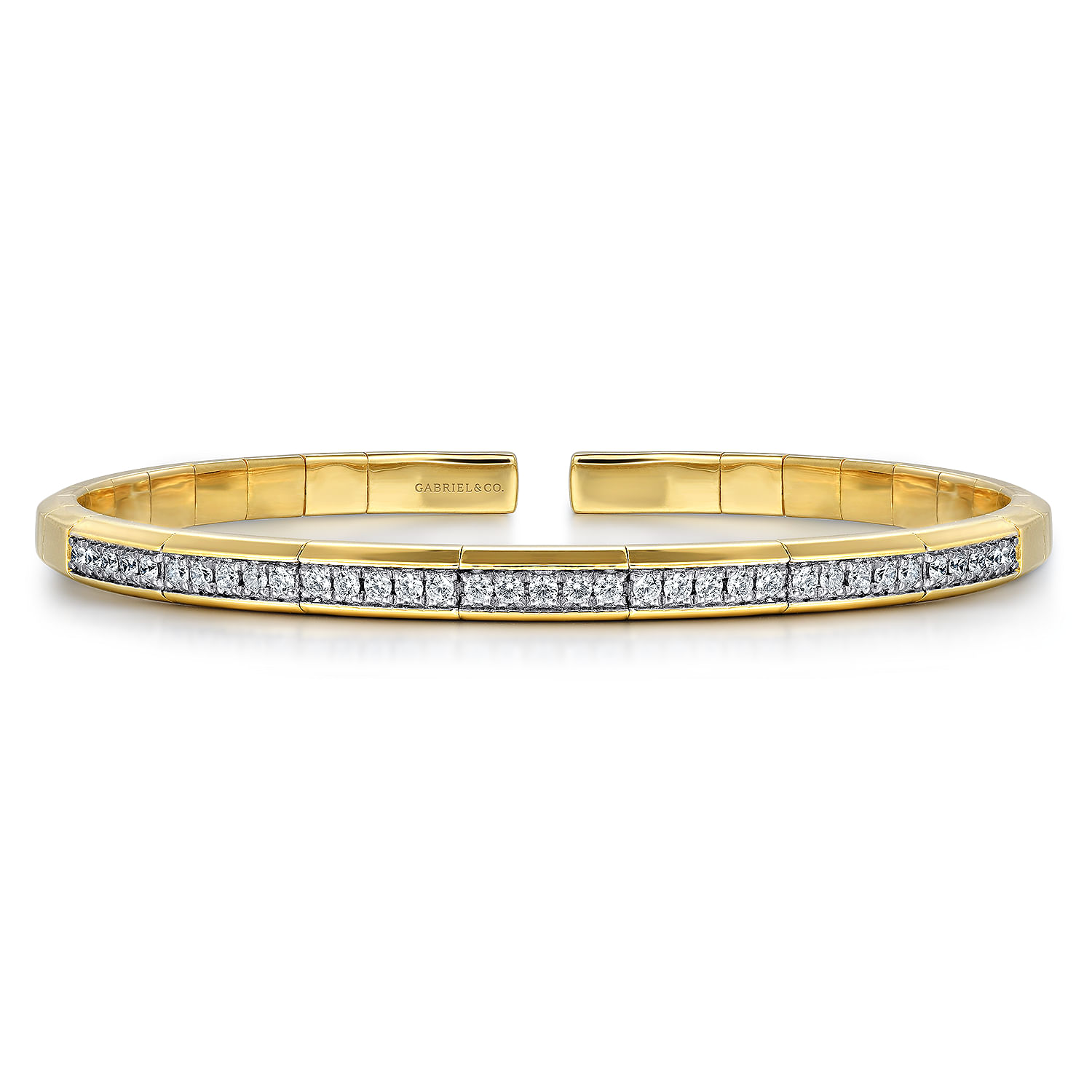 Gabriel & Co. 14K Yellow Gold Diamond Inner Channel Cuff Bangle
