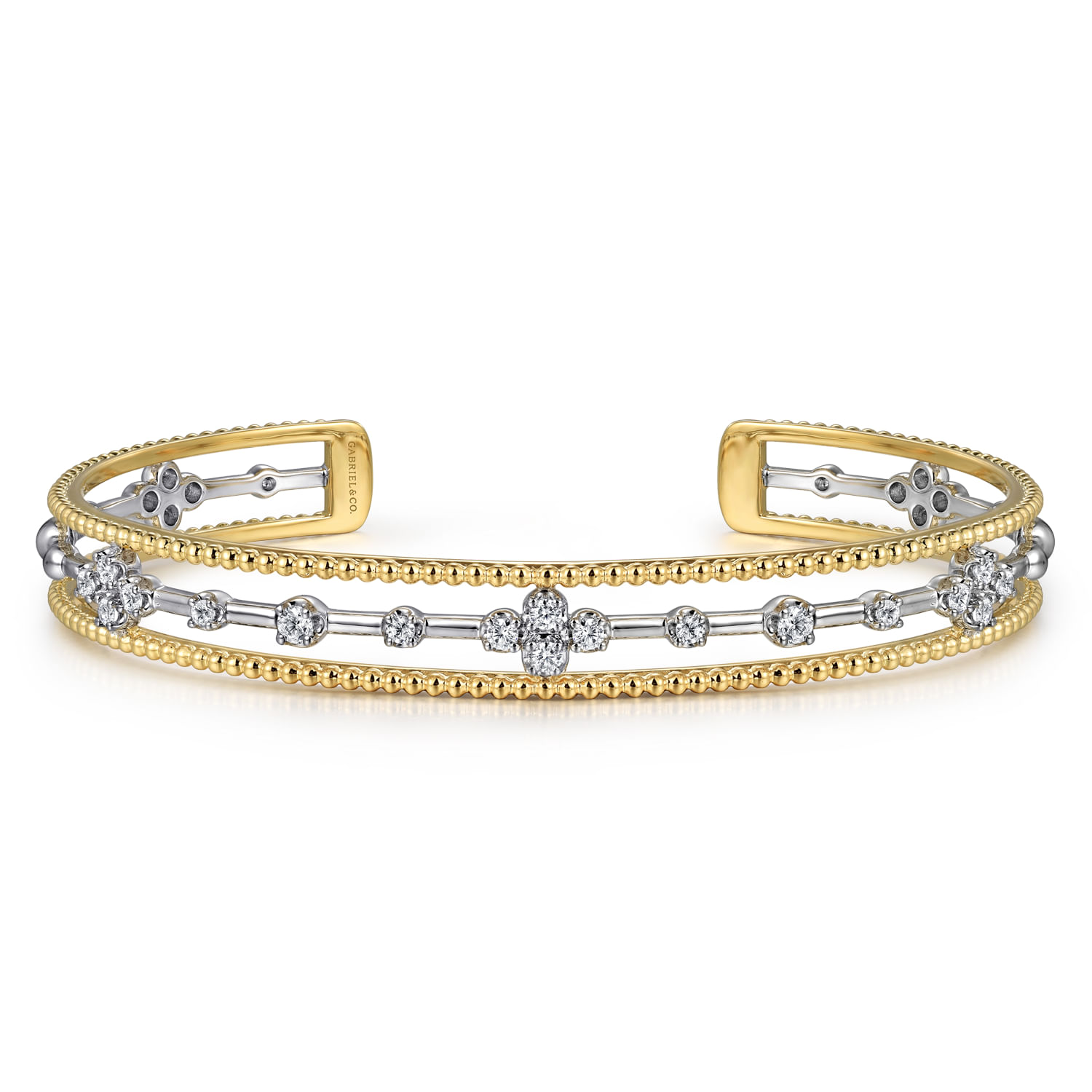 Gabriel & Co. 14K Two-Tone Open Diamond Cuff Bangle