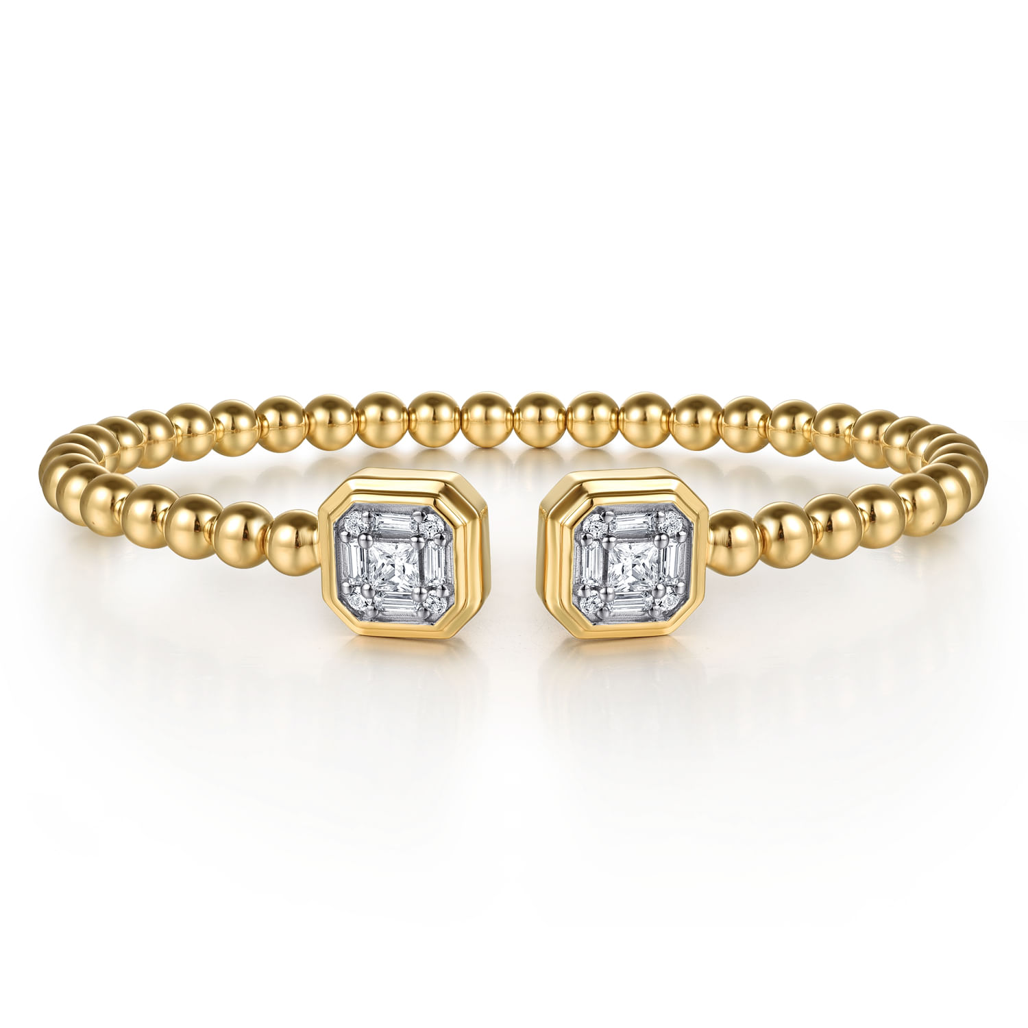 Gabriel & Co. 14K Yellow Gold Bujukan Baguette & Princess Diamond Split Bangle
