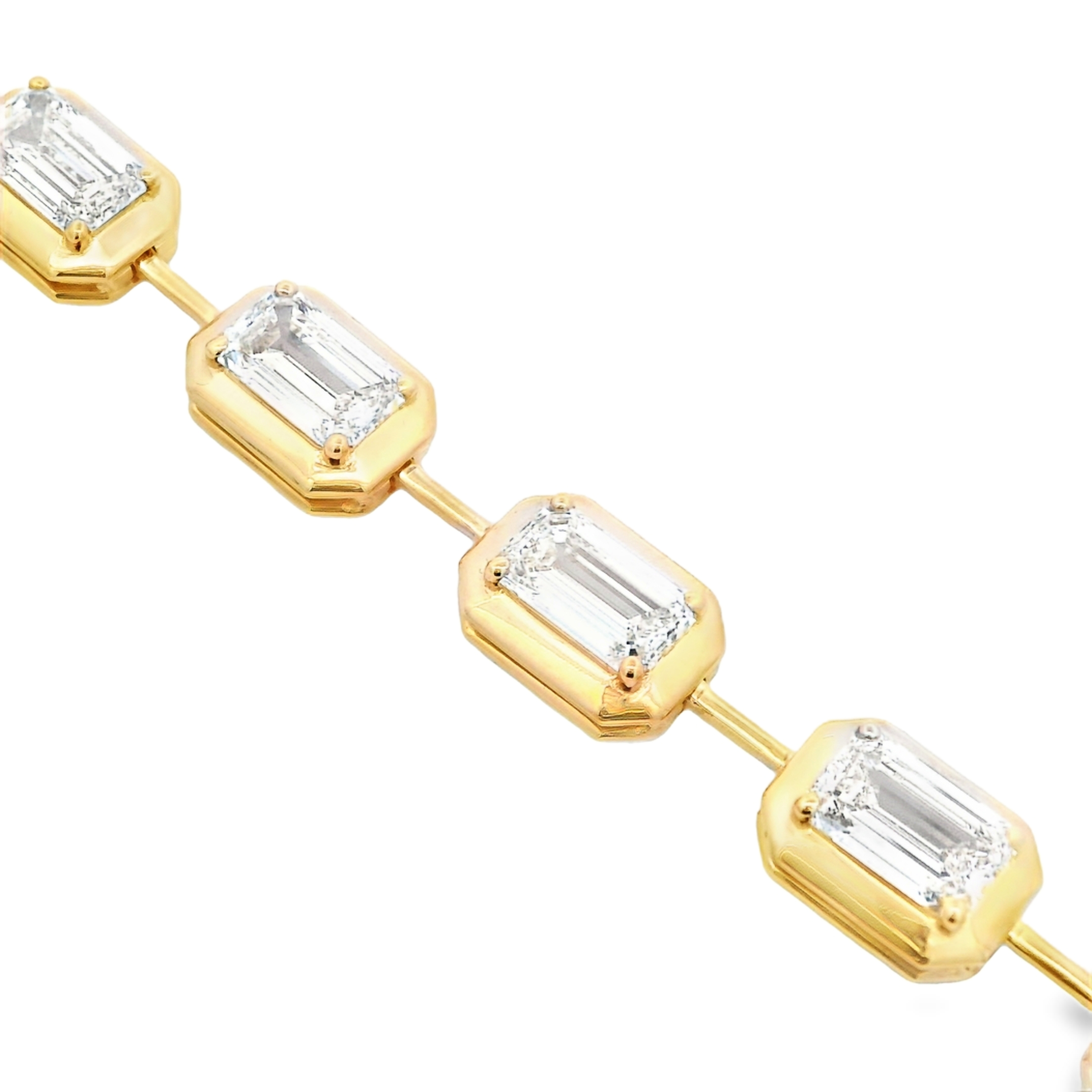 Norman Silverman 18K Yellow Gold East-West Emerald-Cut Diamond Bezels Bracelet