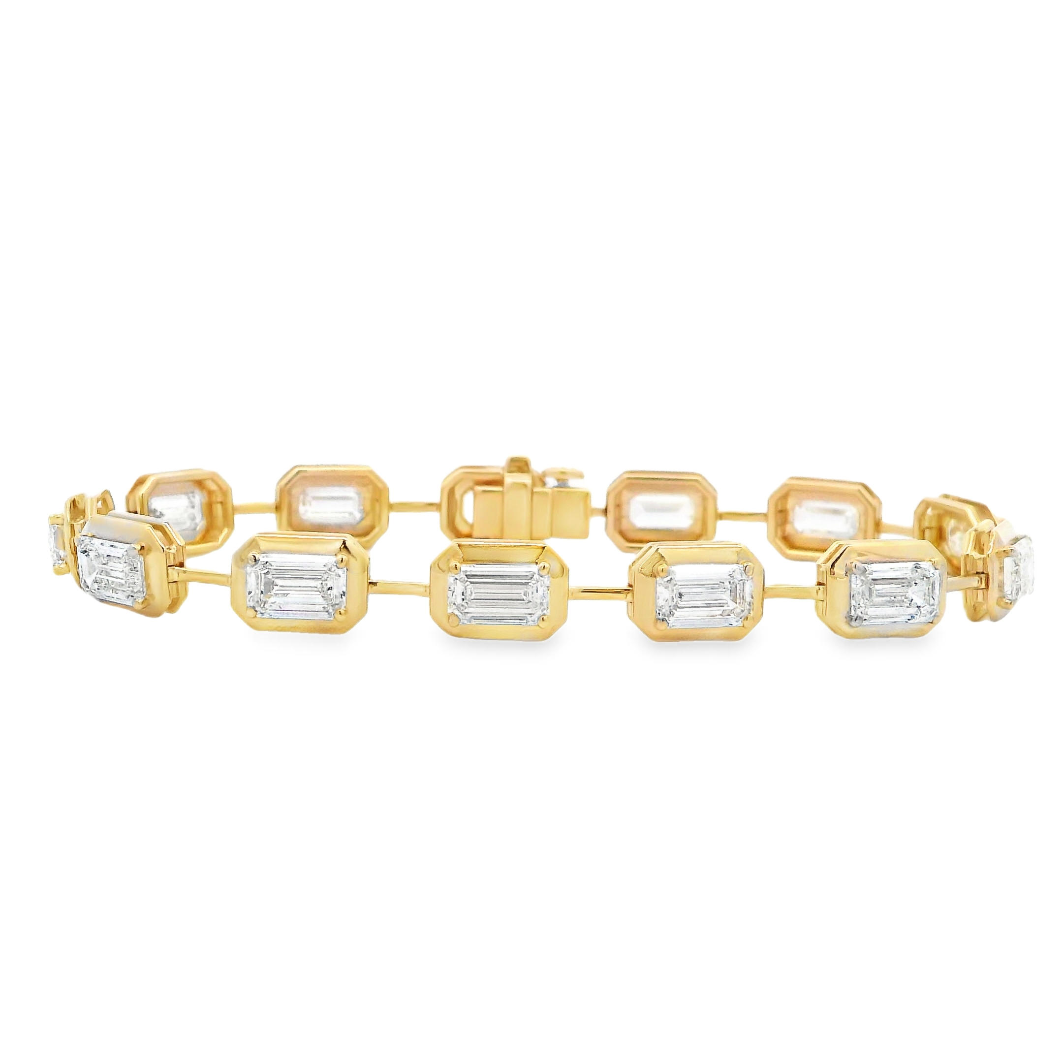Norman Silverman 18K Yellow Gold East-West Emerald-Cut Diamond Bezels Bracelet