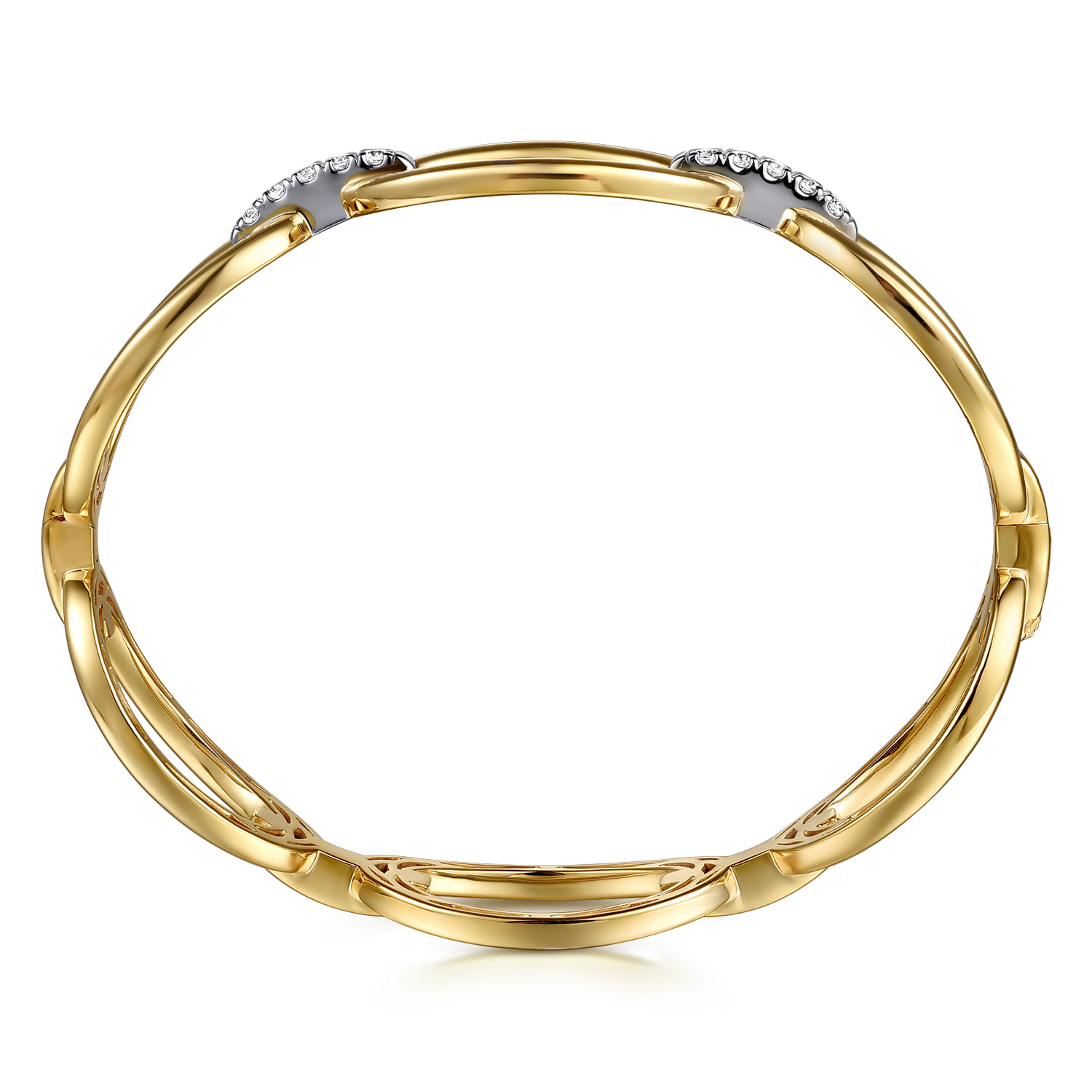 Gabriel & Co. 14K Two-Tone Diamond Oval Link Bangle