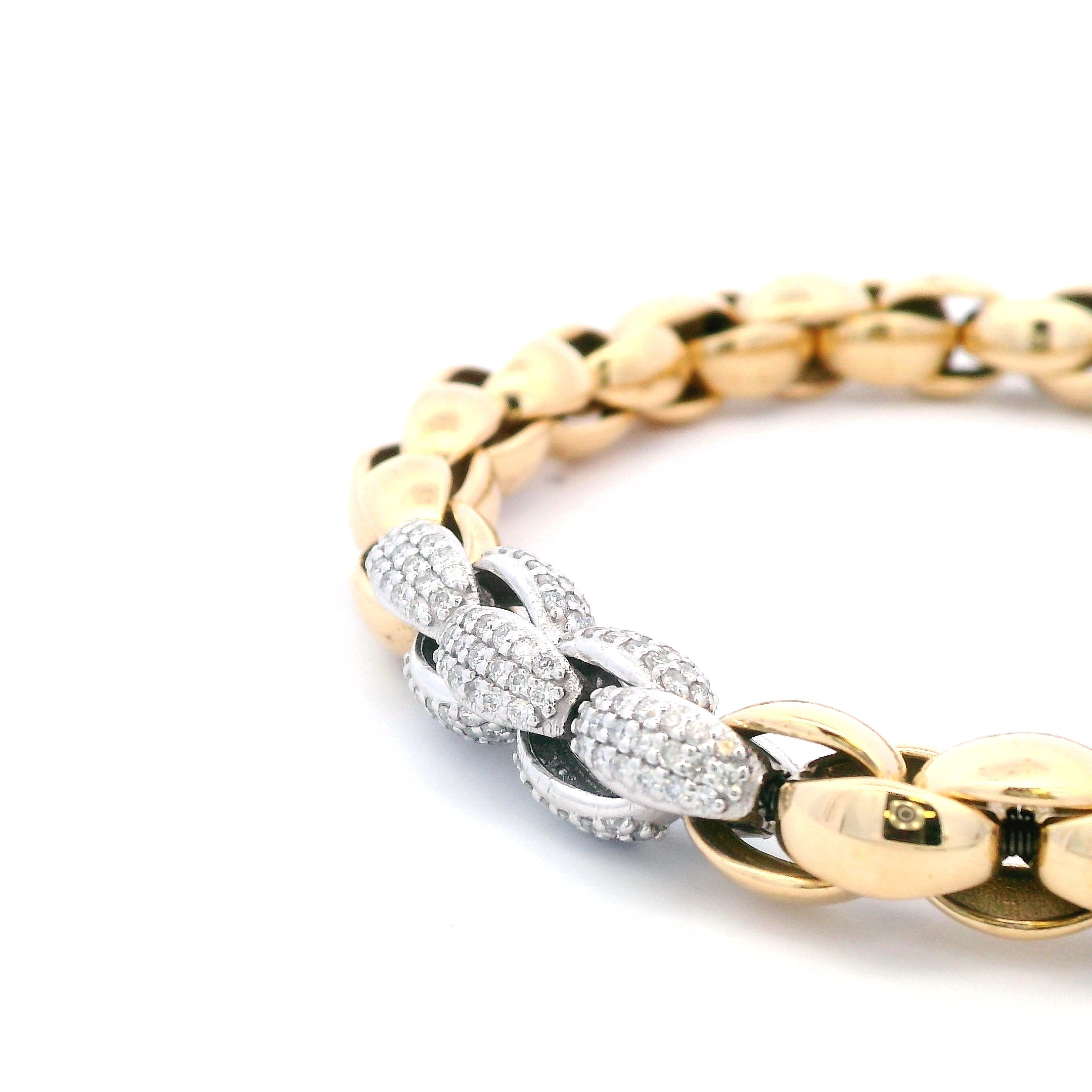 Luigi Tavanti 18K Two-Tone Large Diamond Accent Stretch Link Bracelet