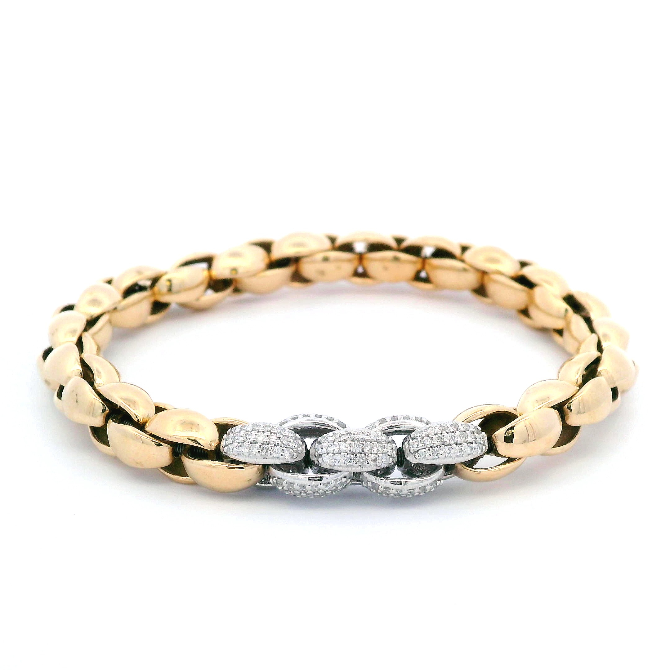 Luigi Tavanti 18K Two-Tone Large Diamond Accent Stretch Link Bracelet