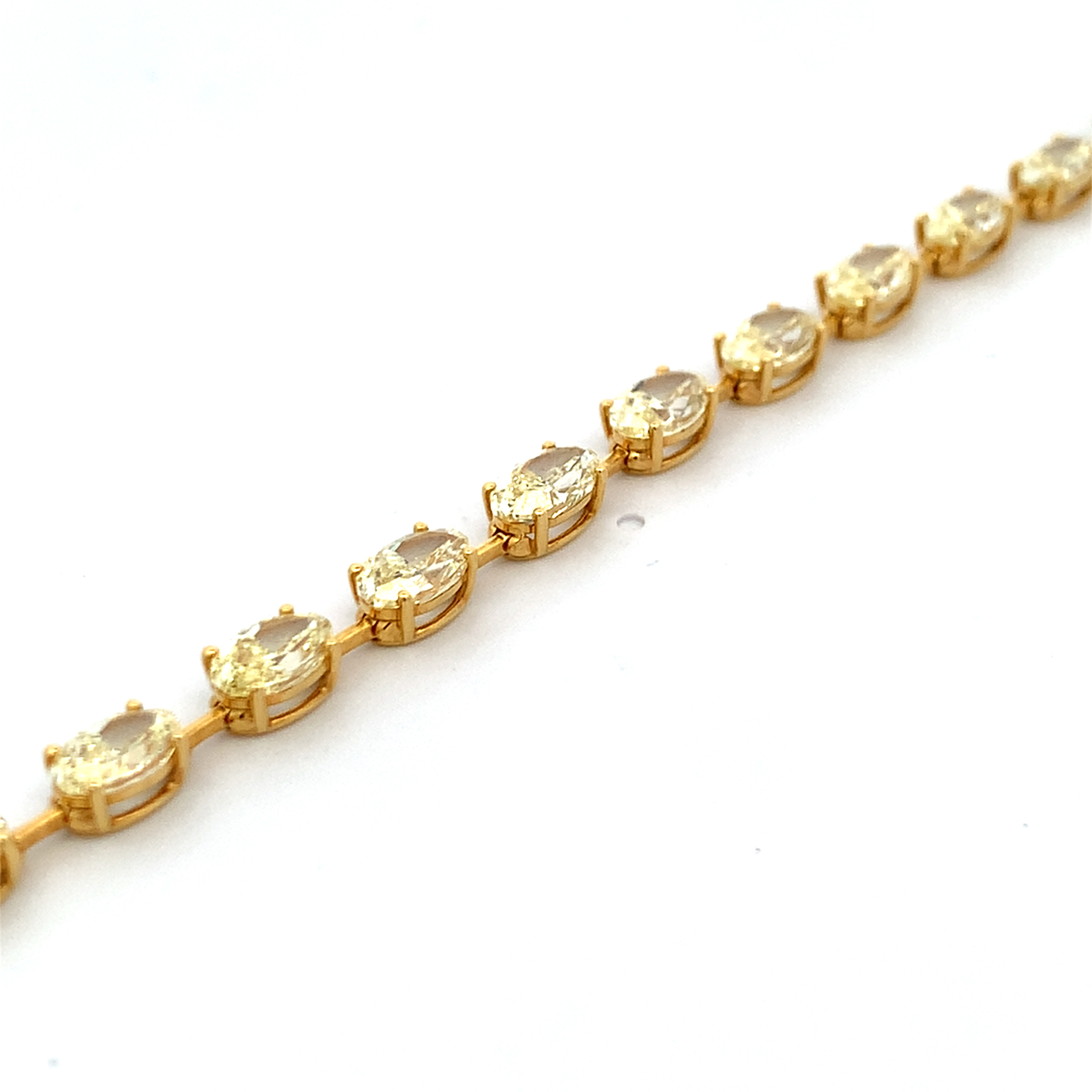 Norman Silverman 18K Yellow Gold Bar Prong-Set Oval Diamond Tennis Bracelet