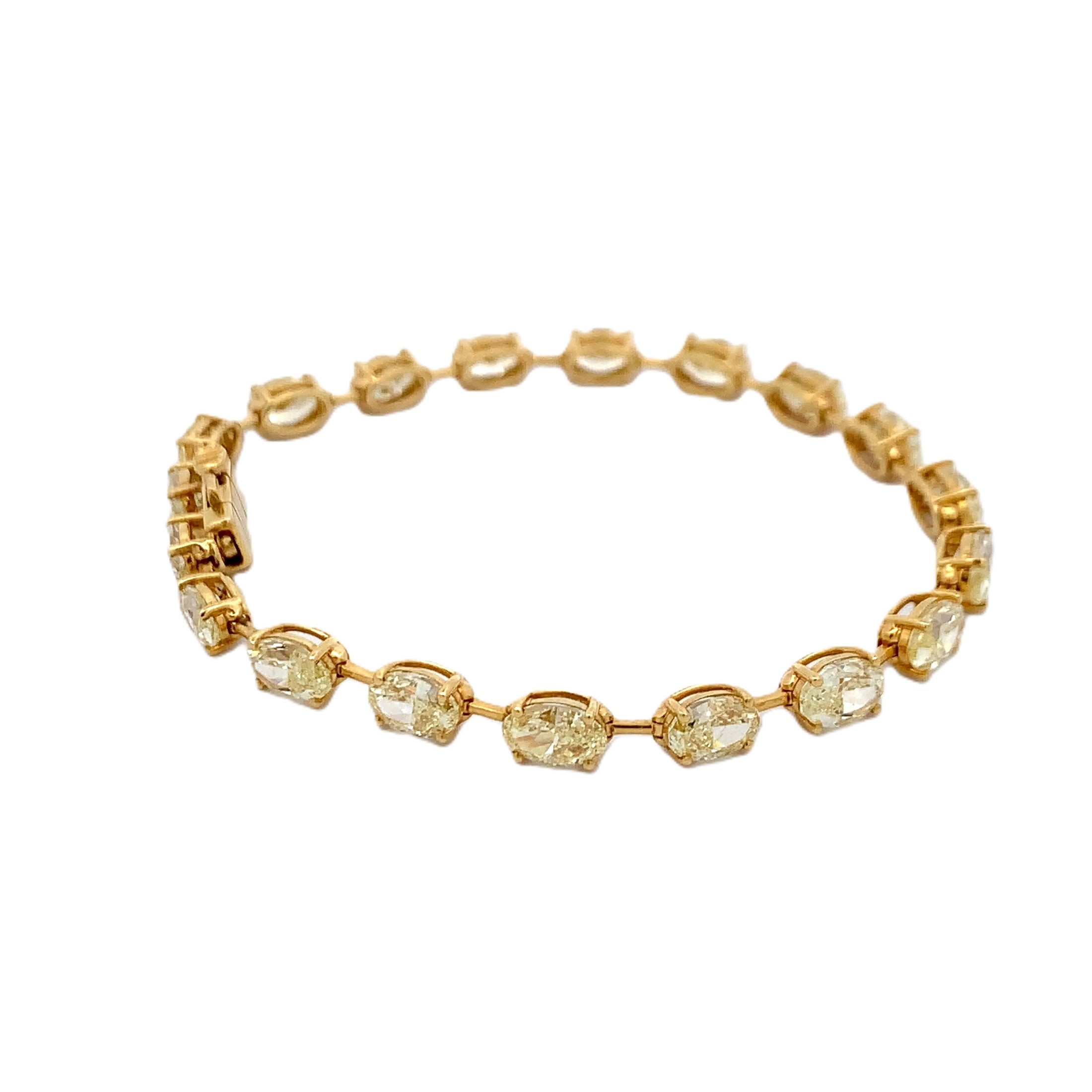 Norman Silverman 18K Yellow Gold Bar Prong-Set Oval Diamond Tennis Bracelet