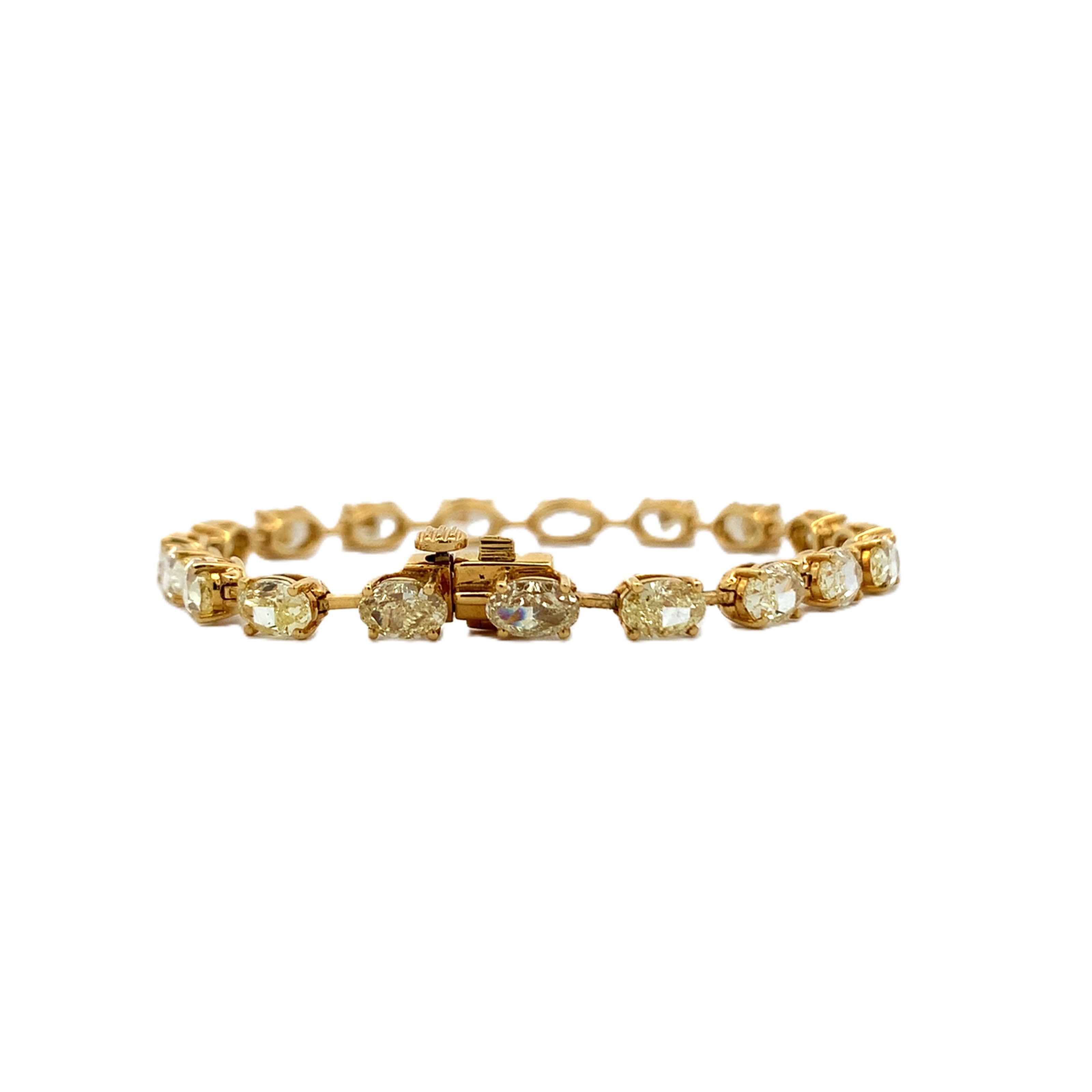 Norman Silverman 18K Yellow Gold Bar Prong-Set Oval Diamond Tennis Bracelet